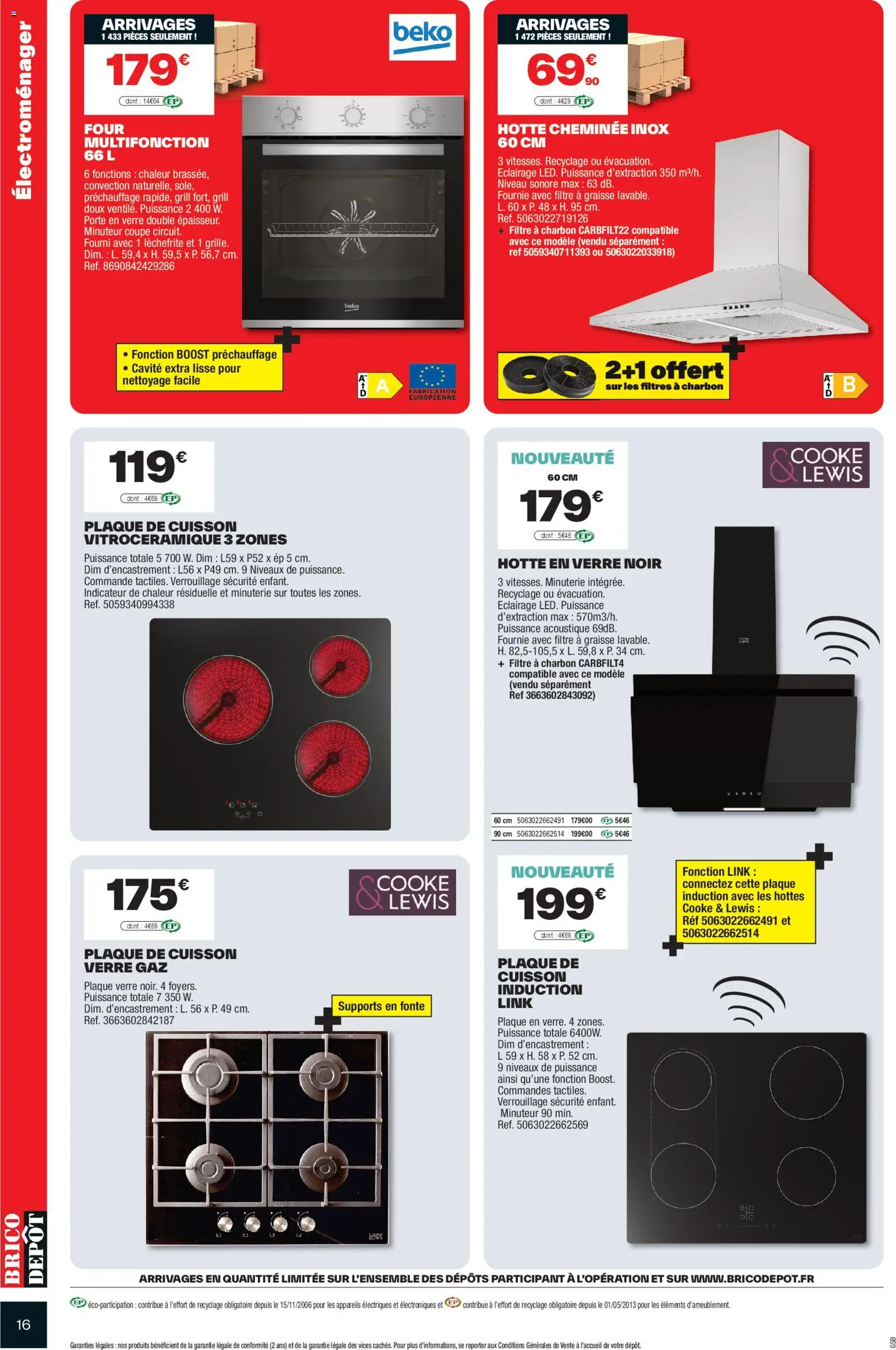 {H1} | Page: 16 | Produits: Filtre, Plaque de cuisson, Grill, Porte