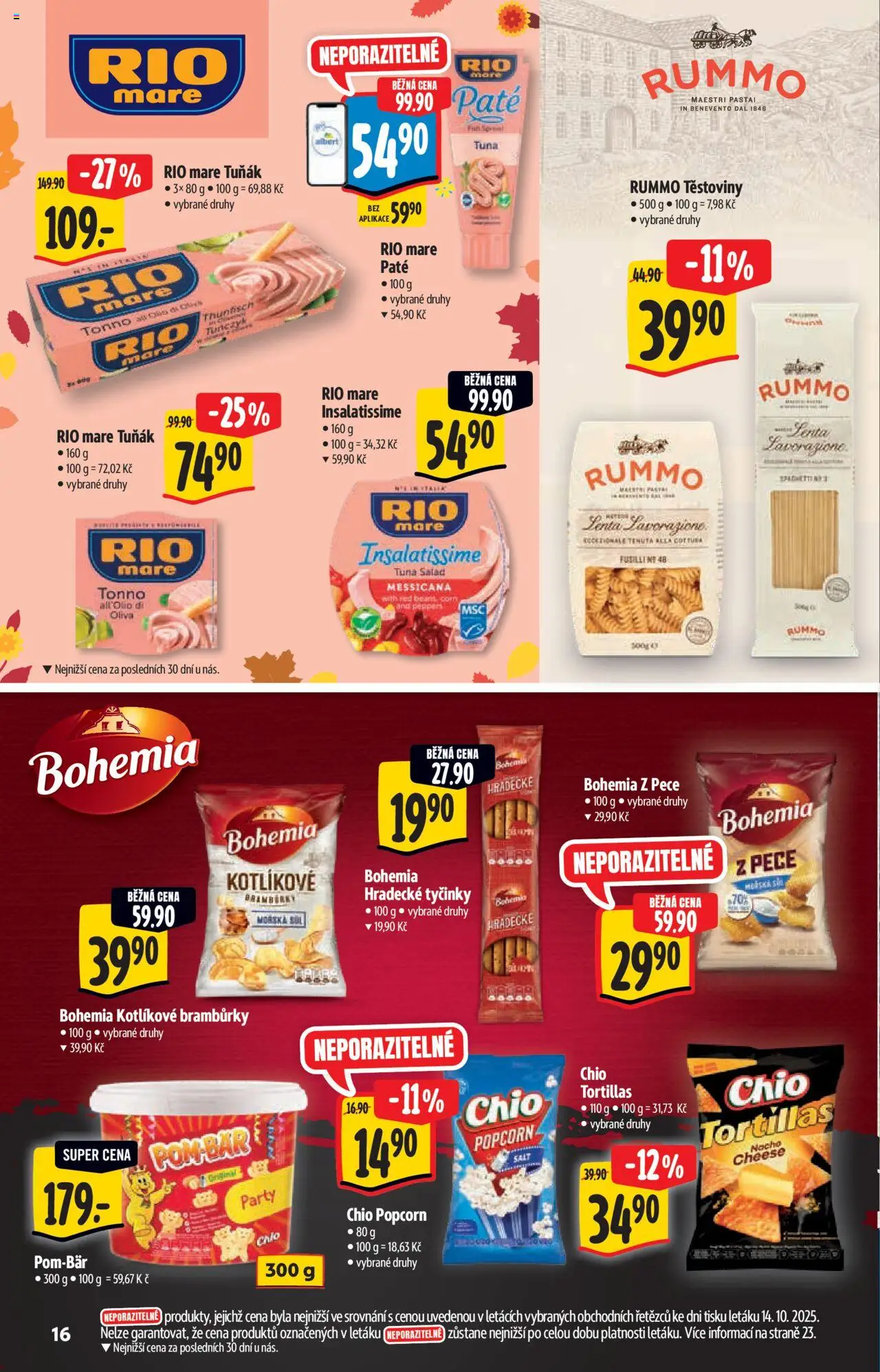 Albert katalog - Hypermarket od 22.10.2025 | Strana: 16 | Produkty: Tuňák, Těstoviny, Bramburky, Rio mare