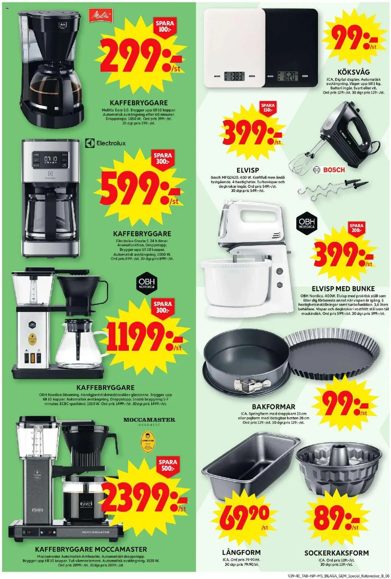 ICA Maxi reklamblad aktuell från 22.09.2025 | Sida: 28 | Produkter: Kaffebryggare, Mixer, Batteri, Elvisp
