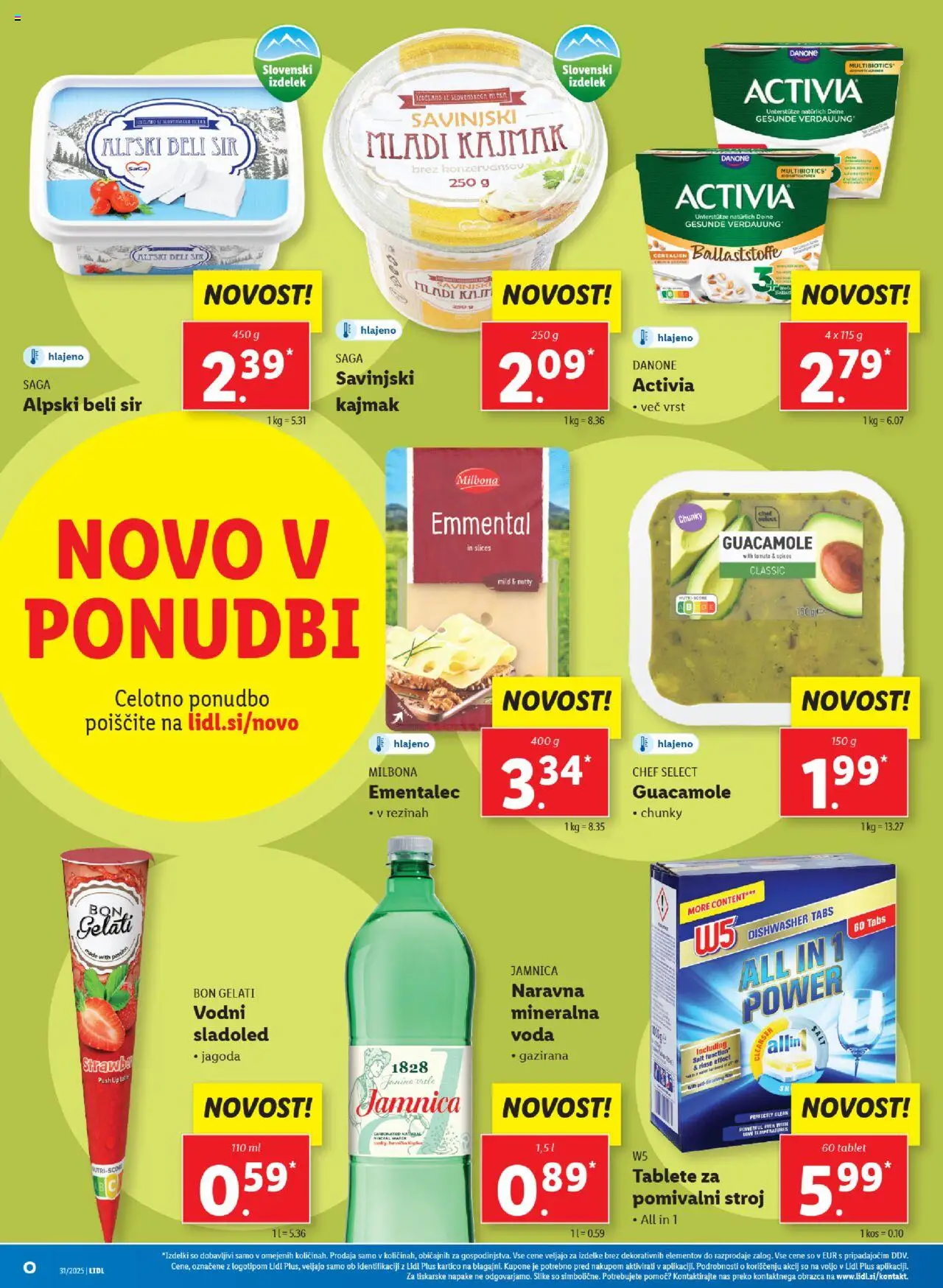 Lidl katalog │ velja od 31.07.2025 | Stran: 16 | Izdelki: Pomivalni stroj, Limpiador íntimo, Sir, Voda