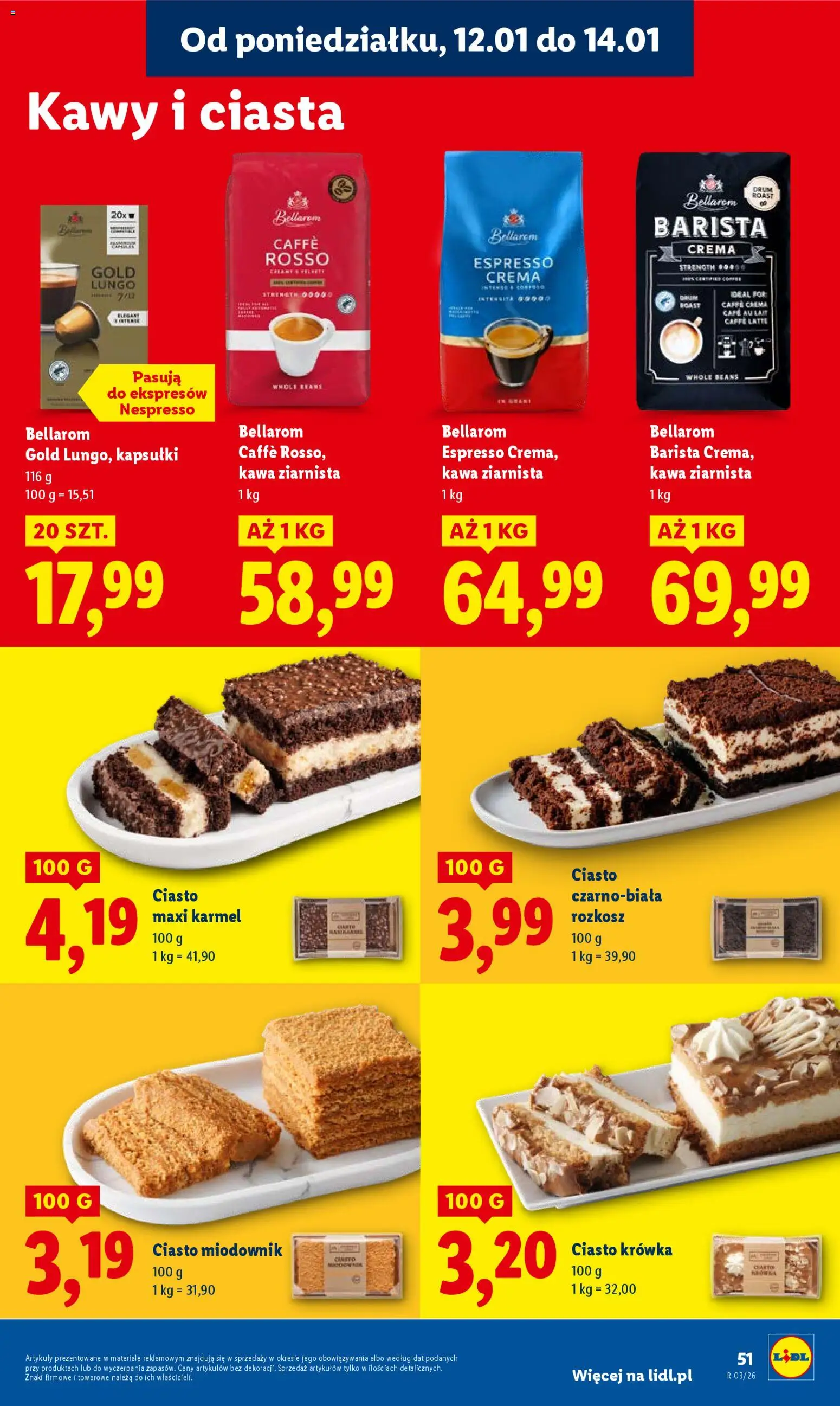 Lidl Gazetka od 12.01.2026 | Strona: 51 | Produkty: Ciasto, Kawa ziarnista, Por, Kawa