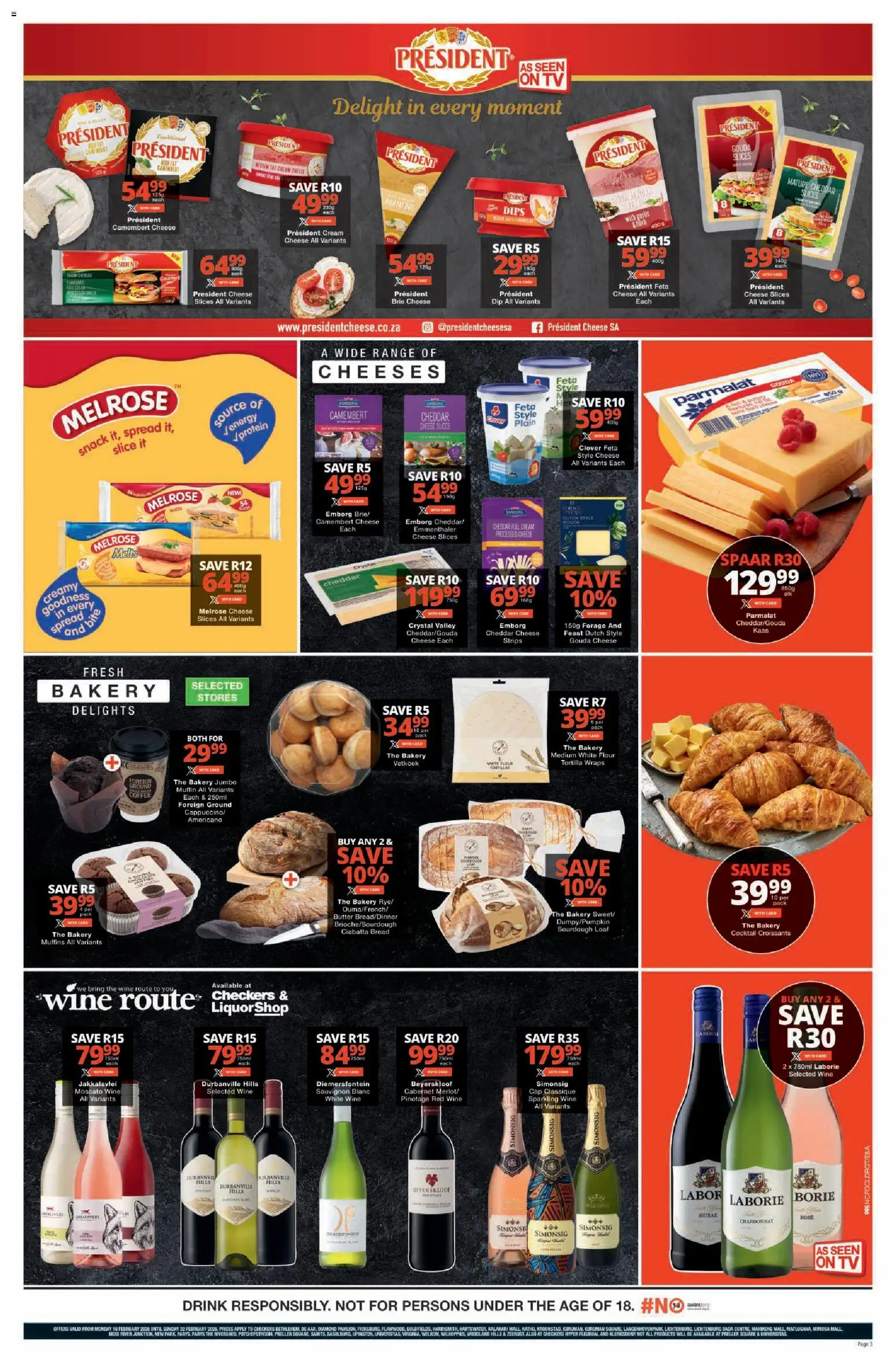 New Checkers catalogue – valid from 16.02.2026 | Page: 3 | Products: Muffins, Flour, Wine, Garlic