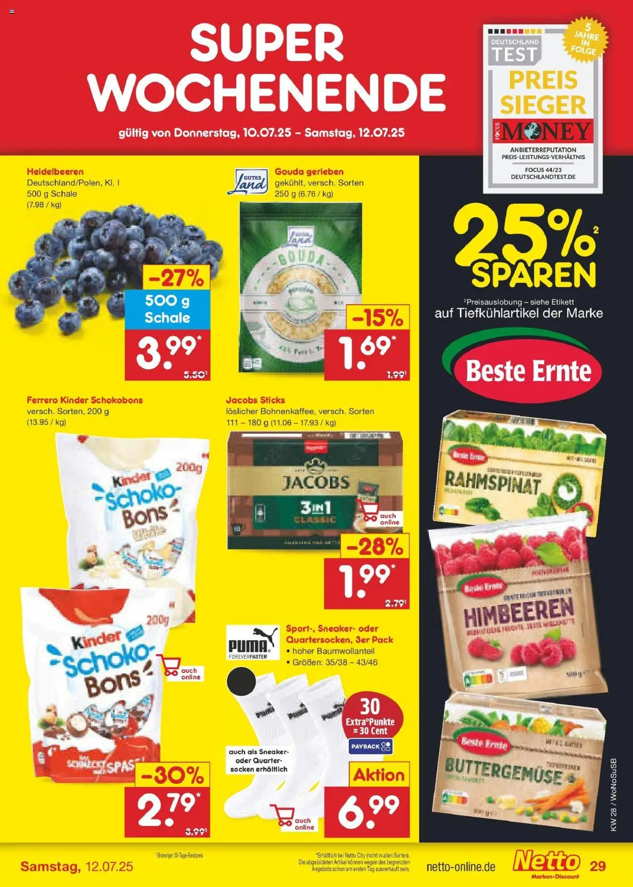 Netto Marken-Discount prospekt Lahnau	 - gültig ab dem 07.07.2025 | Seite: 45 | Produkte: Himbeeren, Gouda, Heidelbeeren, Socken