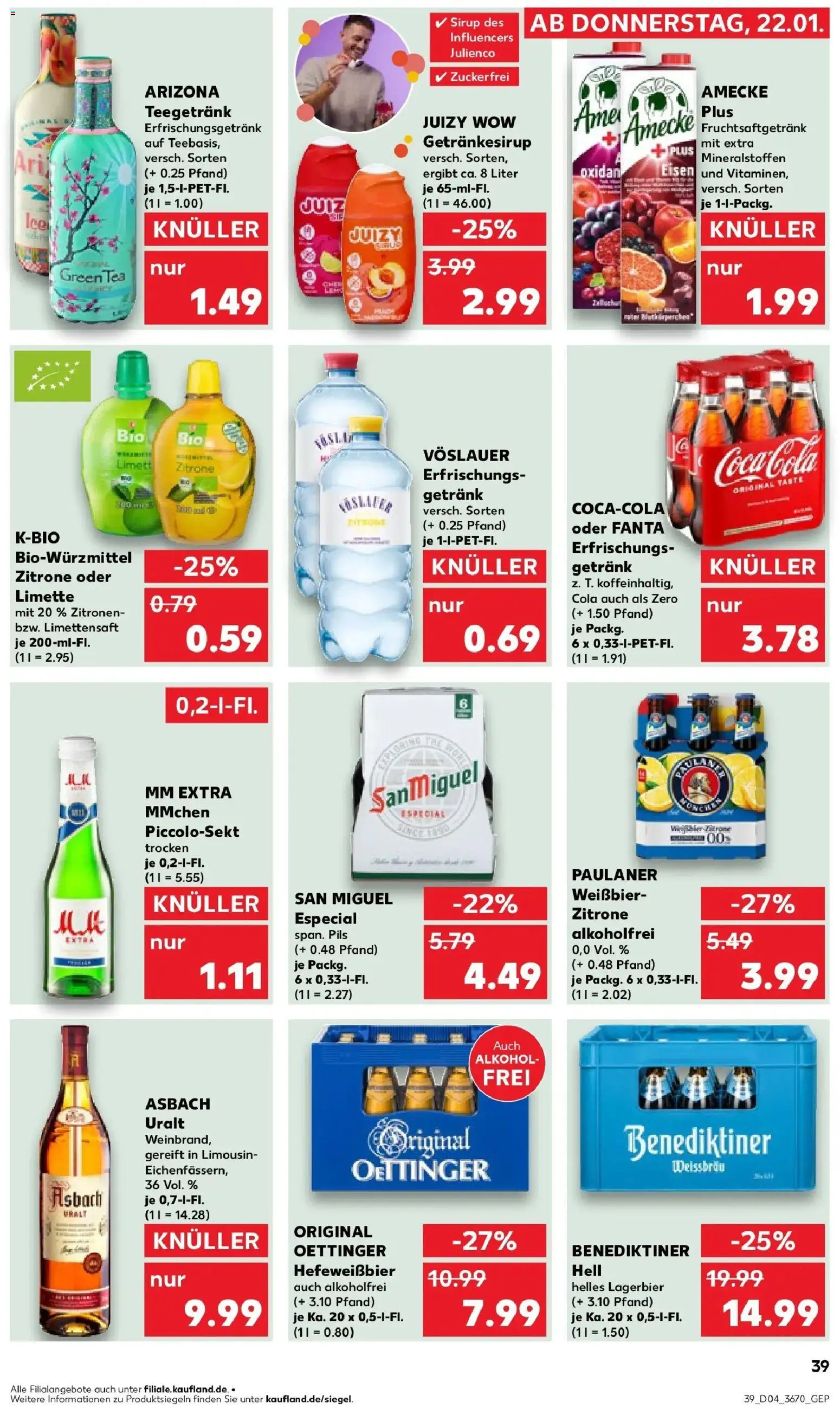 Kaufland prospekt Landstuhl	 – gültig ab 25.01.2026 | Seite: 39 | Produkte: Oettinger, Sirup, Benediktiner hell, Zitronen