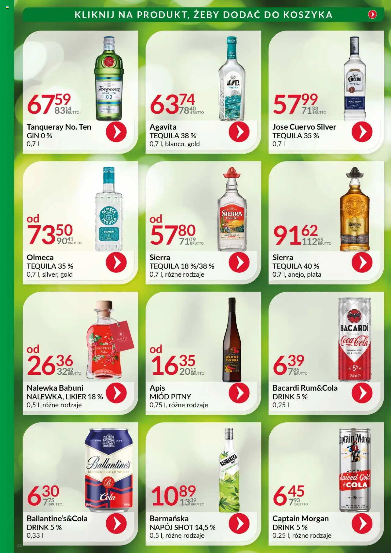 Eurocash Gazetka - Katalog Alkoholowy od 01.08.2025 | Strona: 33 | Produkty: Miód, Nalewka Babuni, Captain Morgan, Tequila