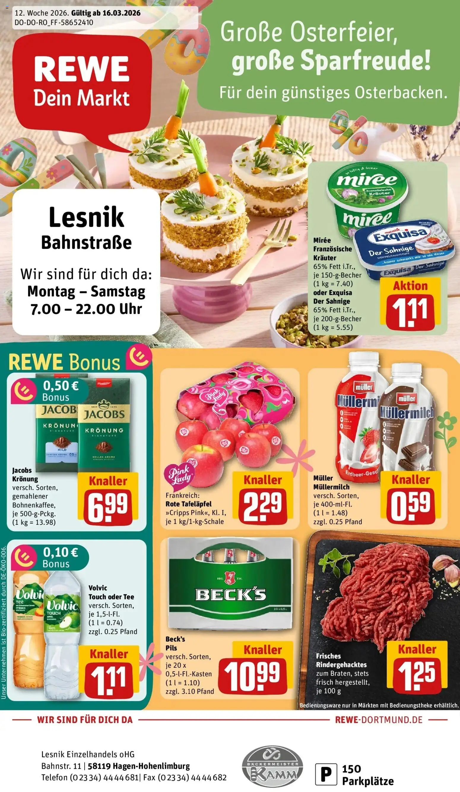 Rewe Prospekt Hagen	 – gültig ab 15.03.2026 | Seite: 1 | Produkte: Tee, Volvic, Telefon, Uhr