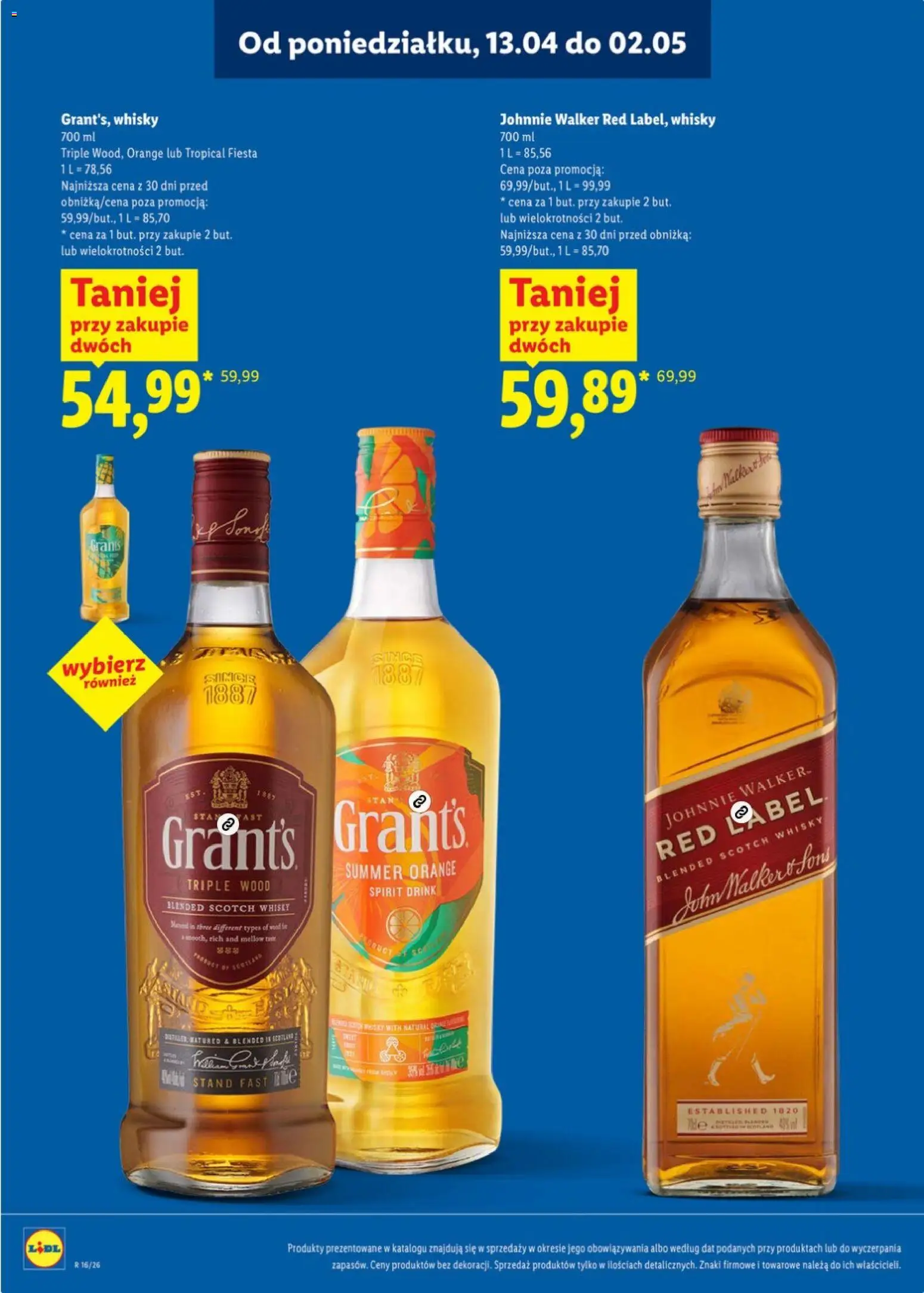 Lidl Katalog alkoholi mocnych od 13.04.2026 | Strona: 10 | Produkty: Grant's, Red label, Whisky