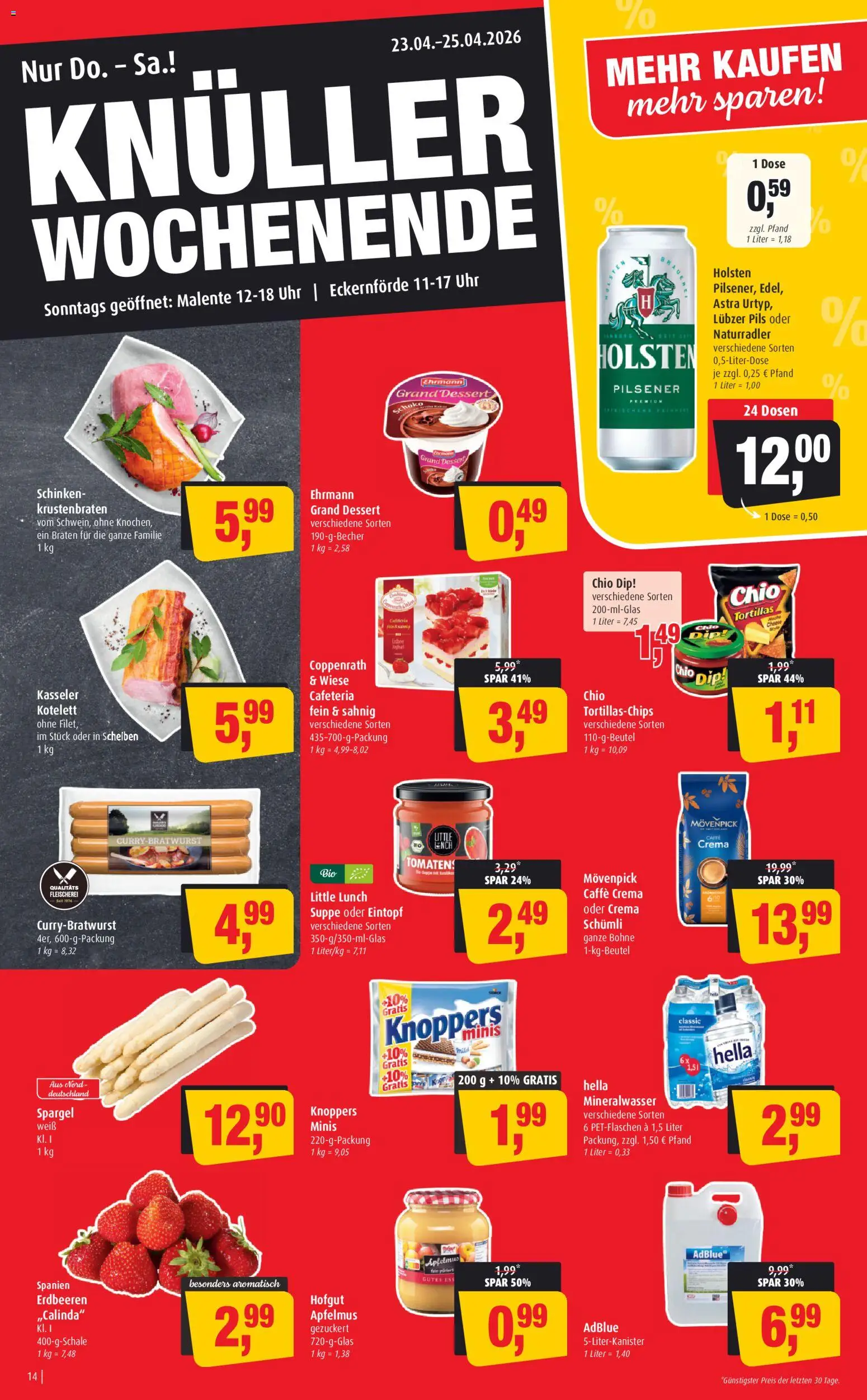 Markant Prospekt 	 – gültig ab 20.04.2026 | Seite: 14 | Produkte: Tomaten, Krustenbraten, Spargel, Knoppers