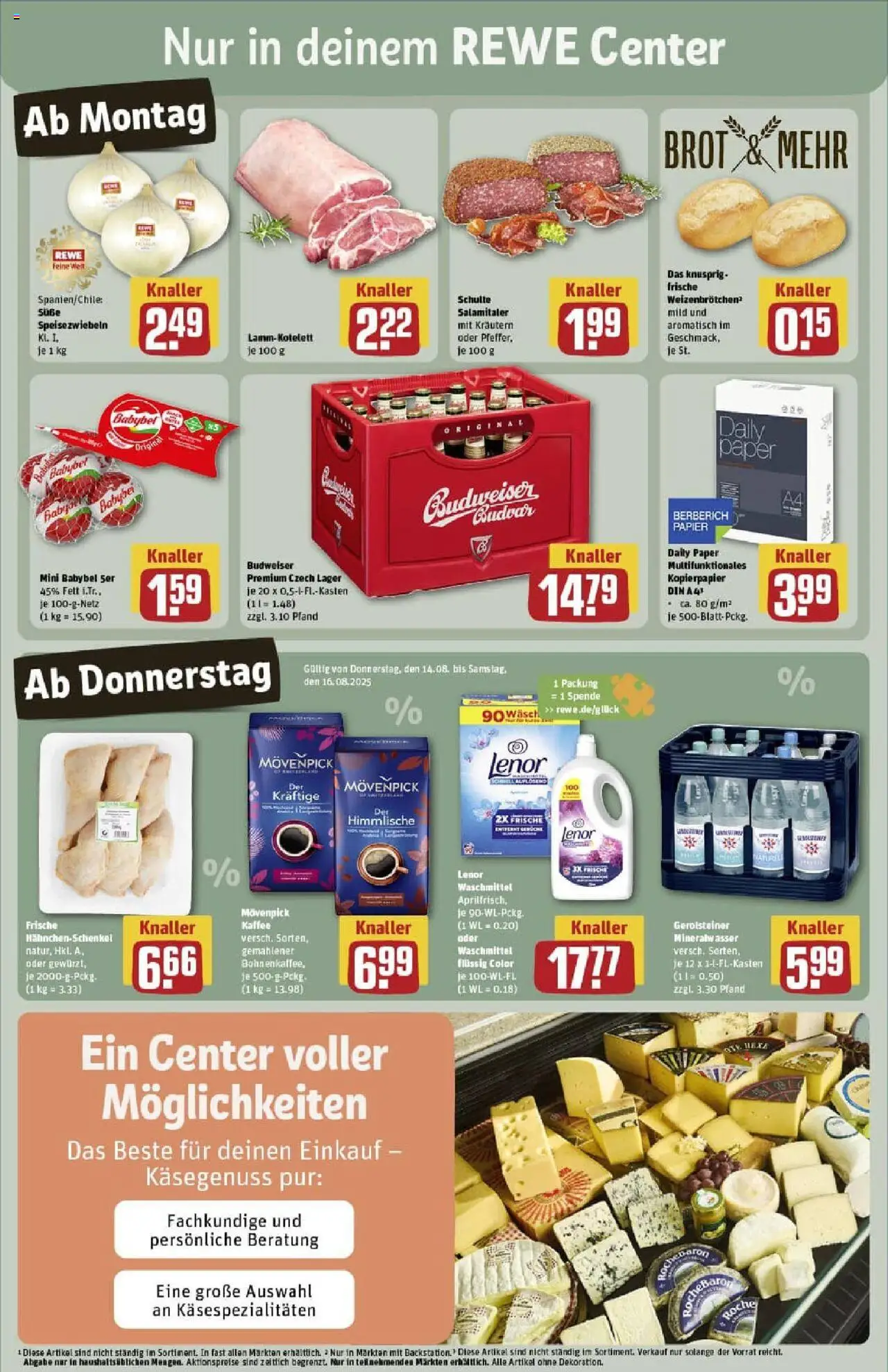 Rewe prospekt Erkelenz	 - gültig ab dem 11.08.2025 | Seite: 3 | Produkte: Lenor, Mineralwasser, Movenpick kaffee, Budweiser