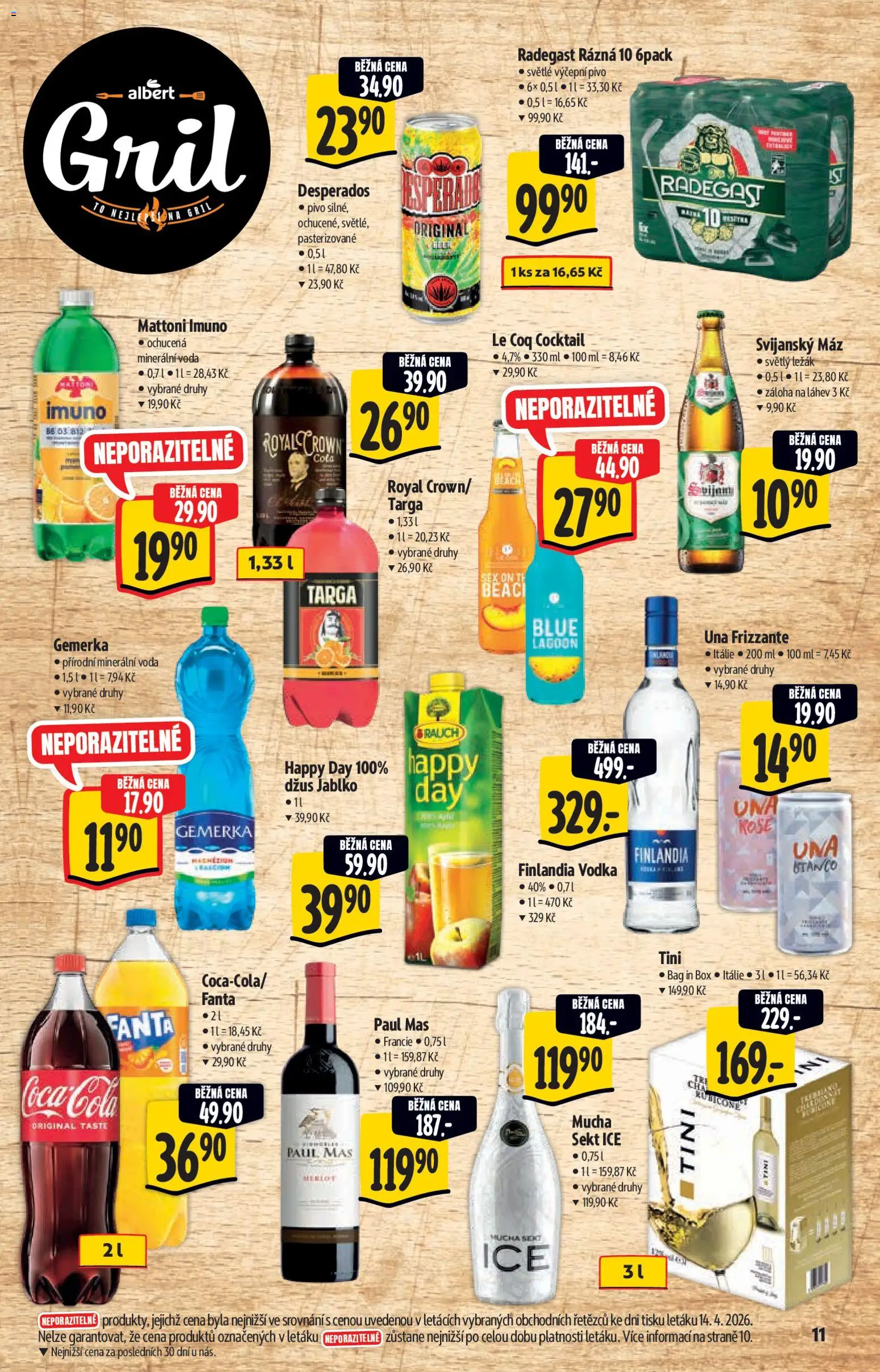 Albert katalog - Supermarket od 22.04.2026 | Strana: 11 | Produkty: Fanta, Svijanský Máz, Finlandia vodka, Radegast