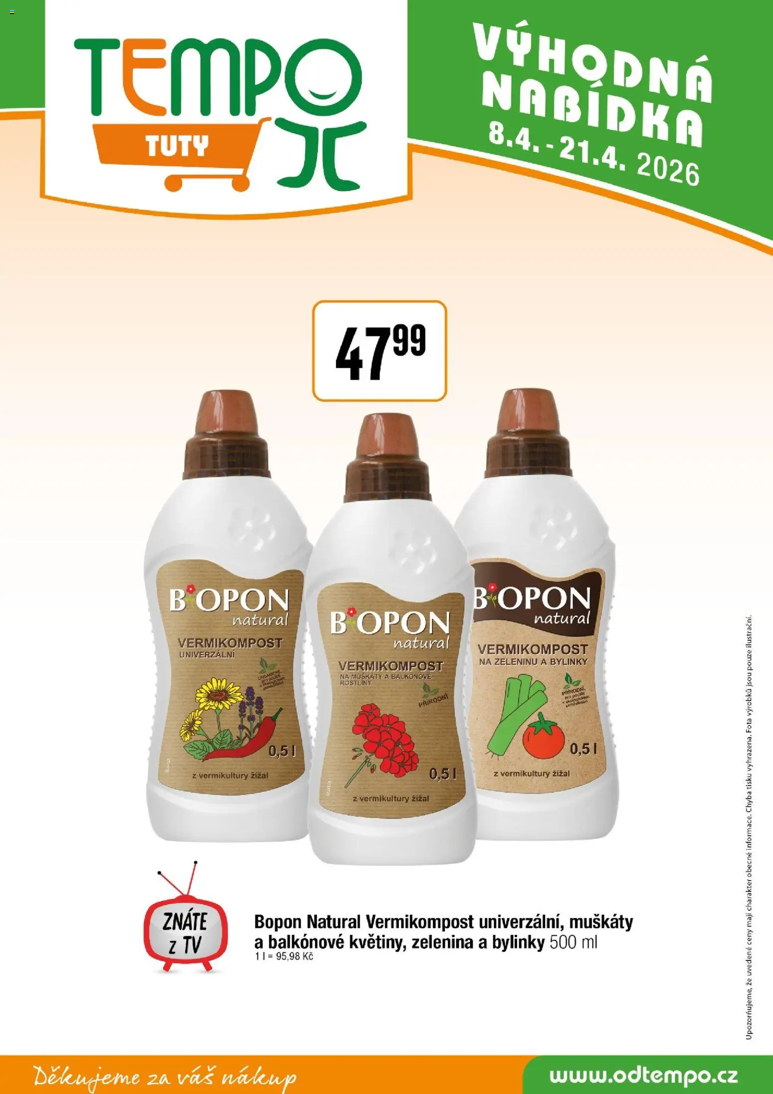 Tempo leták - Tuty od 08.04.2026 | Strana: 17 | Produkty: Muškáty, Tv, Zelenina, Rostliny