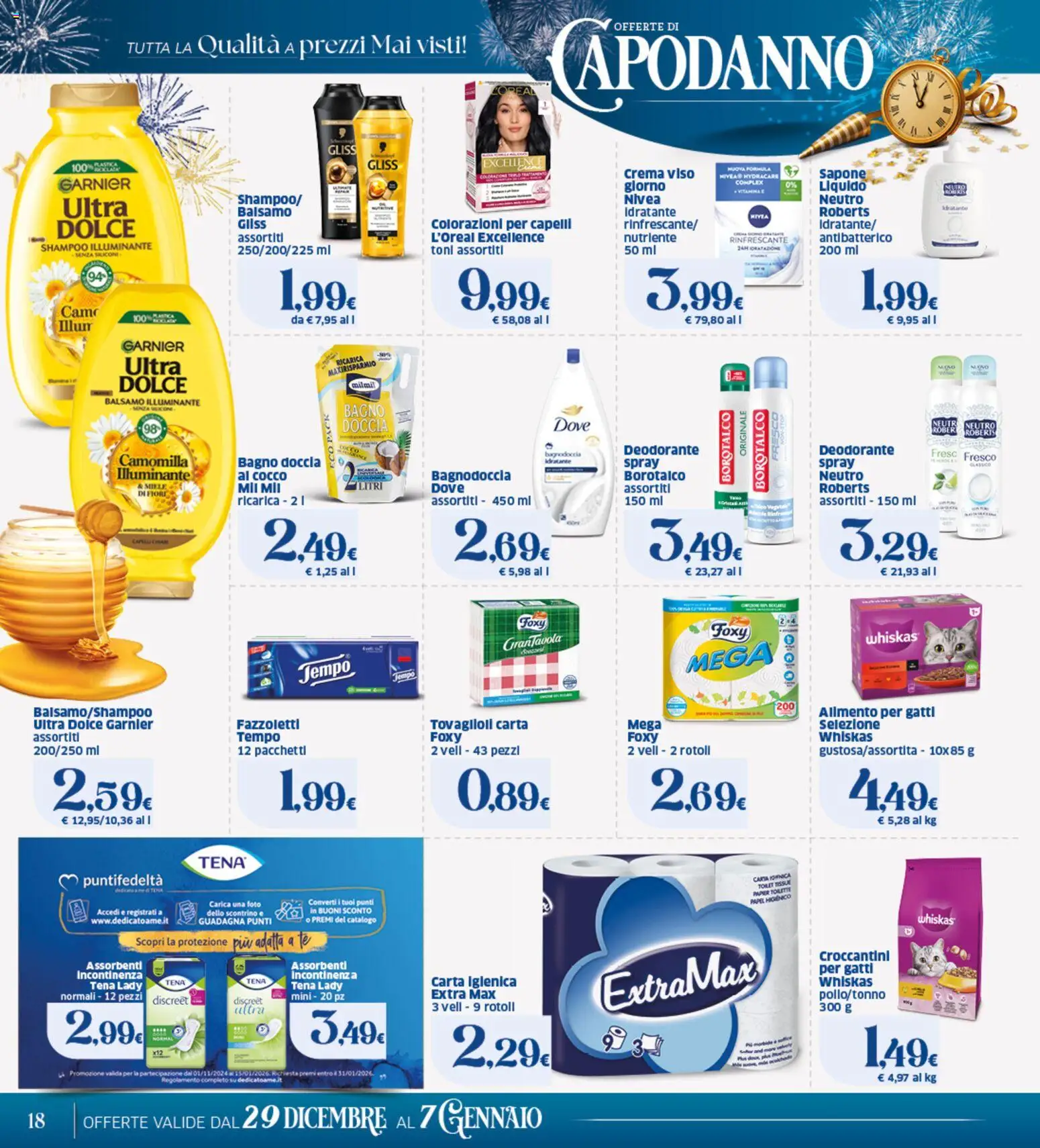Volantino SIGMA del 29.12.2025 | Pagina: 18 | Prodotti: Shampoo, Balsamo, Carta igienica, Cocco