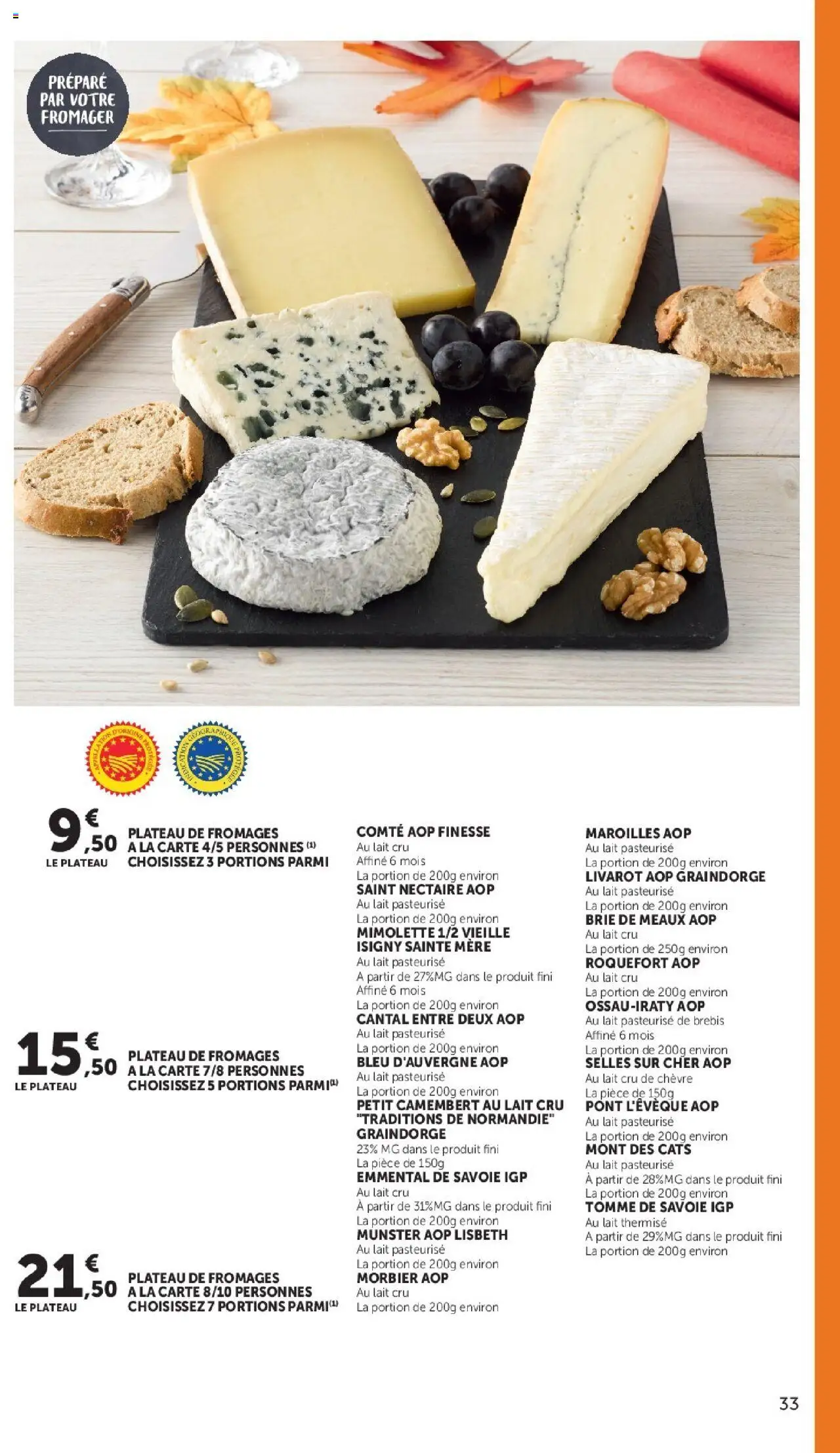 {H1} | Page: 33 | Produits: Plateau, Emmental, Brie, Camembert