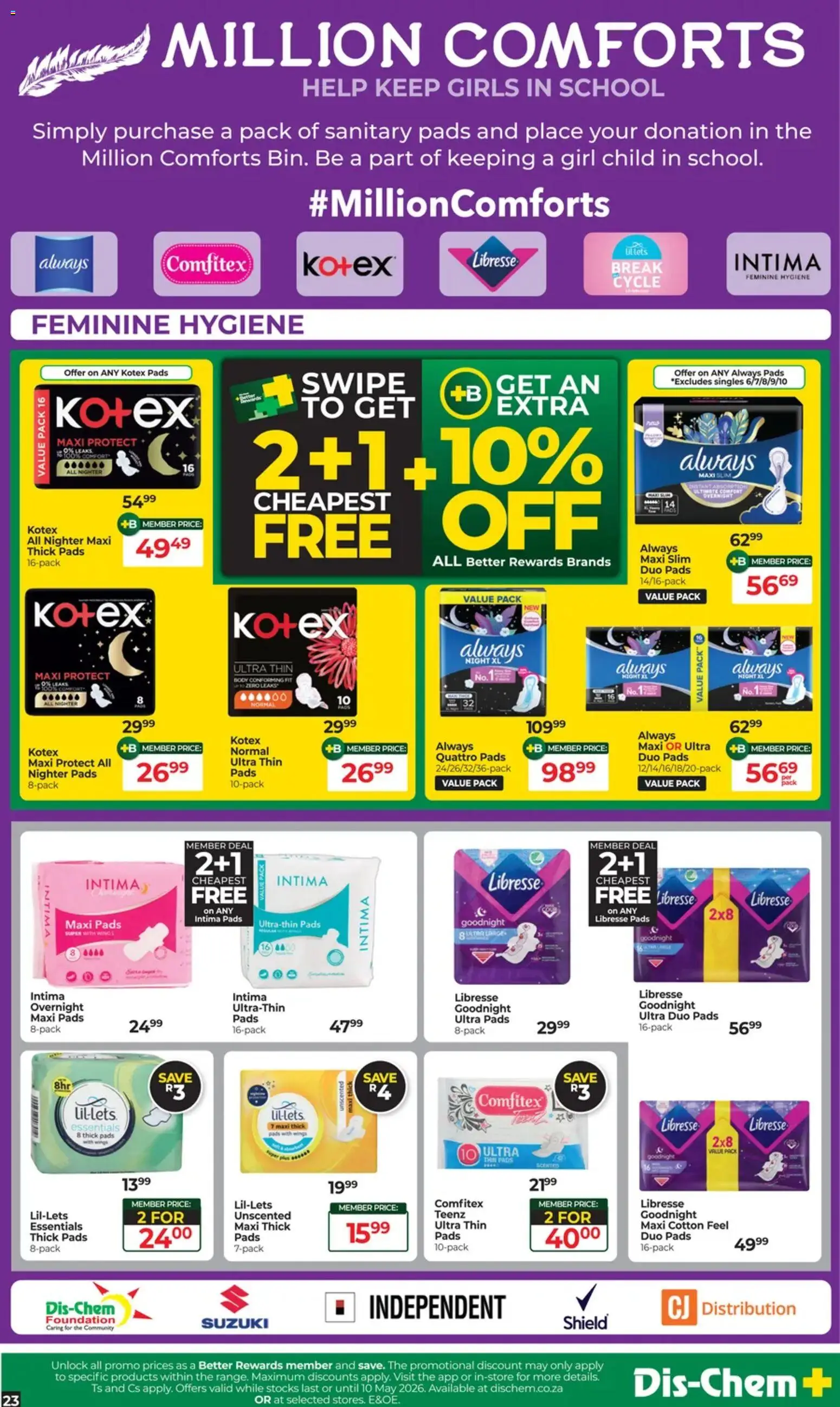 New Dis-Chem catalogue – valid from 14.04.2026 | Page: 23 | Products: Pads, Foundation