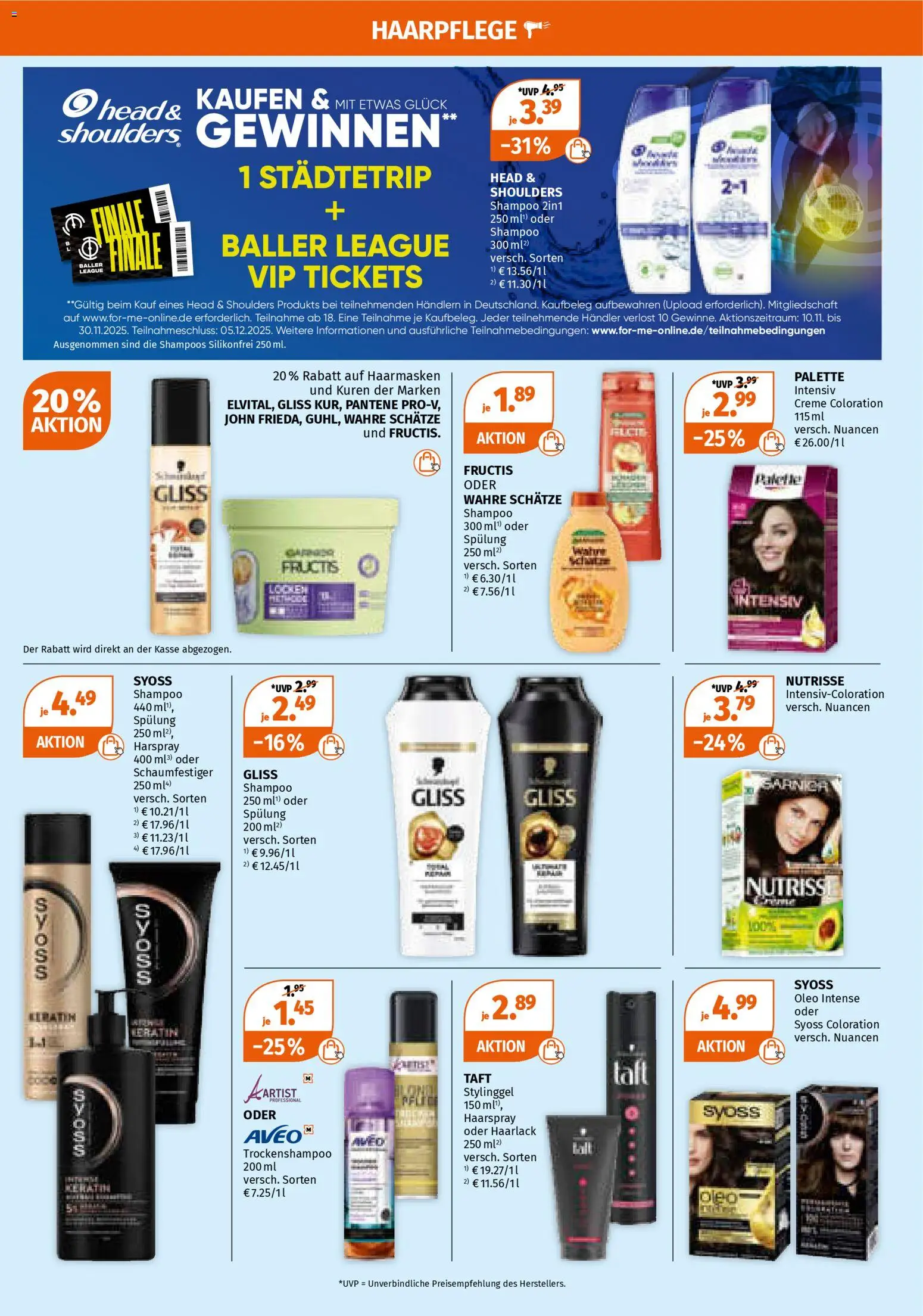Müller Prospekt 	 – gültig ab 10.11.2025 | Seite: 5 | Produkte: Head & shoulders, Shampoo, Haarspray, Creme