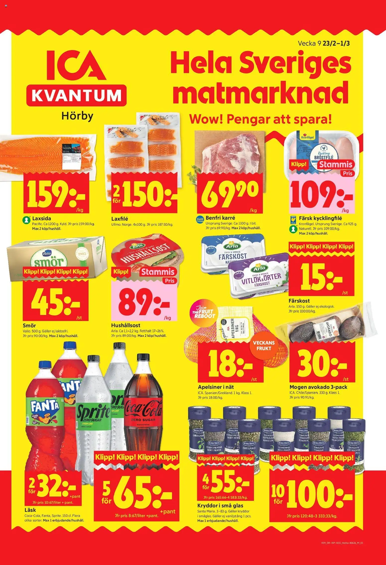 ICA Kvantum reklamblad aktuell från 23.02.2026 | Sida: 1 | Produkter: Smör, Vaniljstång, Vitlök, Apelsiner