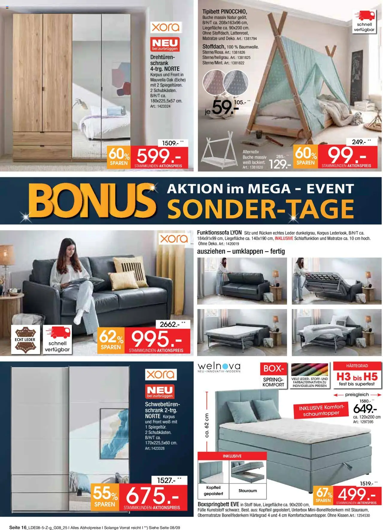 Zurbrüggen Prospekt Bonus Sonder-Tage - gültig ab dem 02.08.2025 | Seite: 16 | Produkte: Matratze, Boxspringbett, Schrank, Box