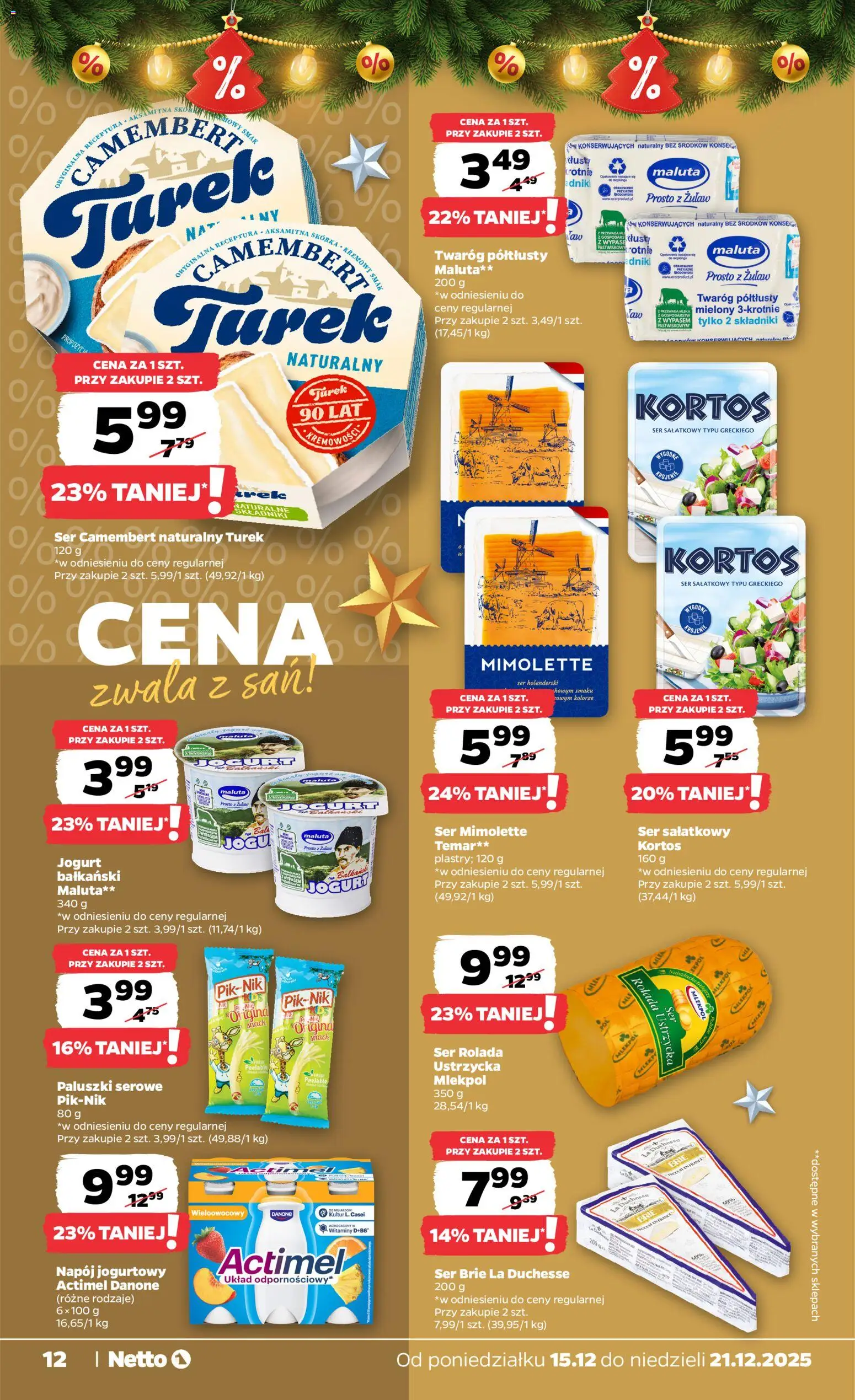 Netto gazetka - Spożywcza od 15.12.2025 | Strona: 12 | Produkty: Mleka, Camembert, Jogurt, Ser brie