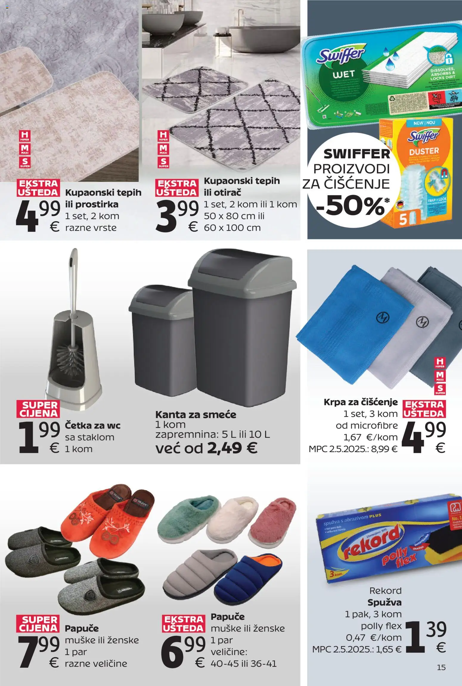 Tommy katalog | vrijedi od 02.03.2026 | Stranica: 15 | Proizvodi: Otirač, Spužva, Četka, Papuče