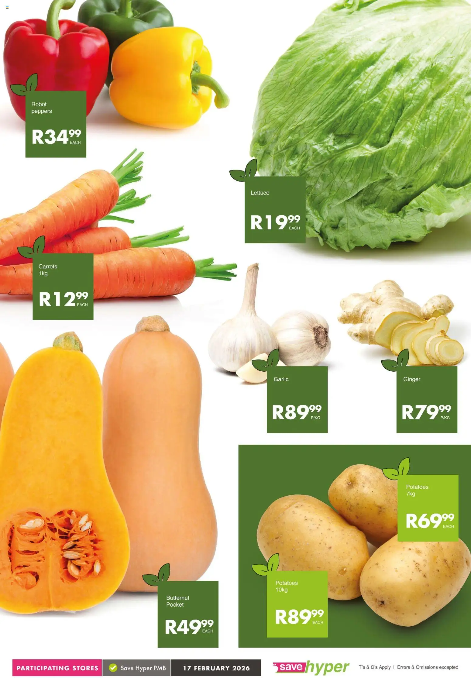 New Save catalogue – valid from 17.02.2026 | Page: 5 | Products: Carrots, Potatoes, Garlic, Lettuce