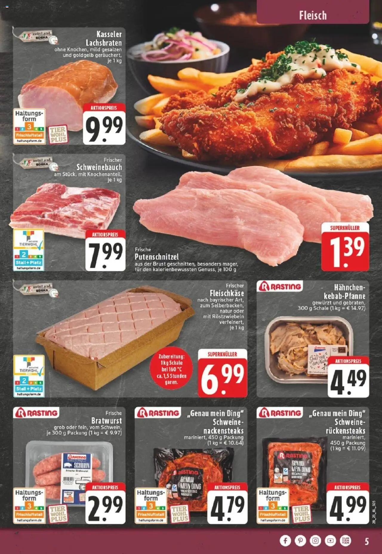 Edeka Prospekt 	 - gültig ab dem 07.07.2025 | Seite: 5 | Produkte: Nackensteaks, Schweinebauch, Bratwurst, Fleisch