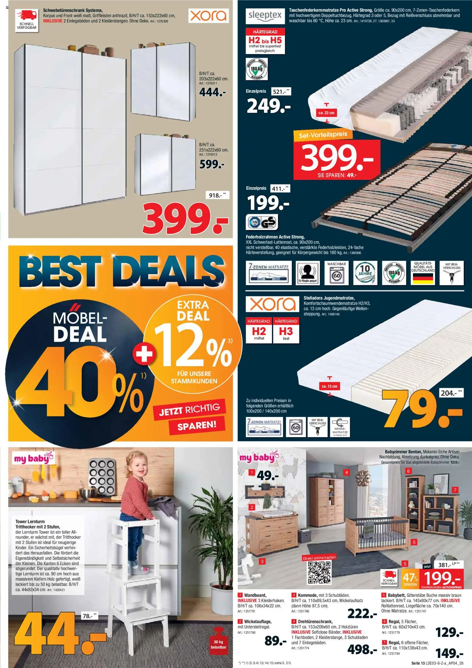 Zurbrüggen Best Deals – gültig ab 28.03.2026 | Seite: 13 | Produkte: Matratze, Schwebetürenschrank