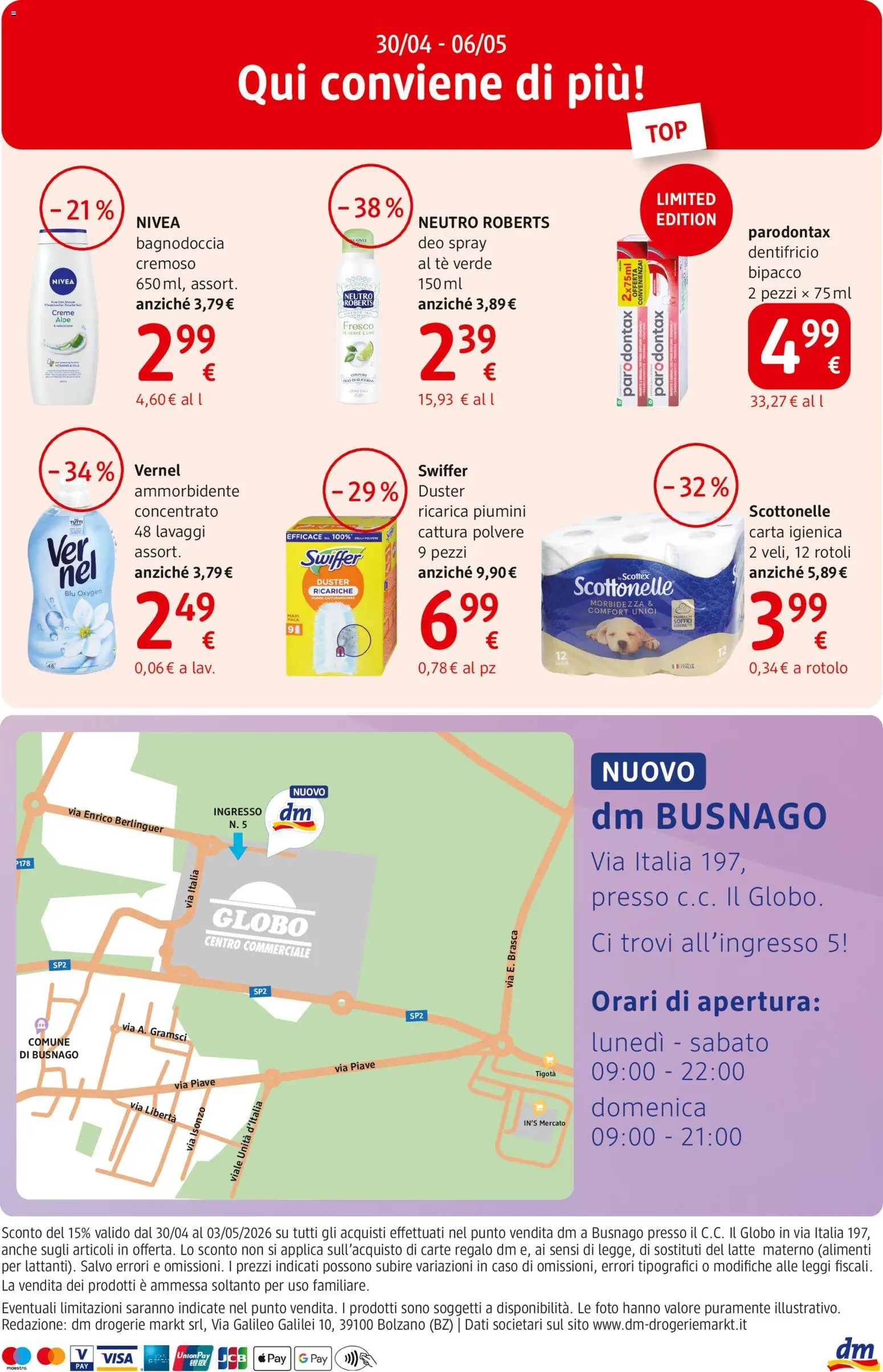 Volantino dm drogerie markt del 30.04.2026 | Pagina: 16 | Prodotti: Carta igienica, Dentifricio, Tè, Latte