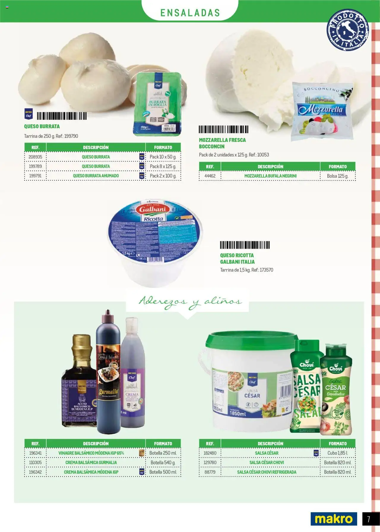Makro - Restaurantes Italianos Canarias │ válido desde el 01.05.2025 | Página: 7 | Productos: Queso, Crema, Bolsa, Δεξαμενή