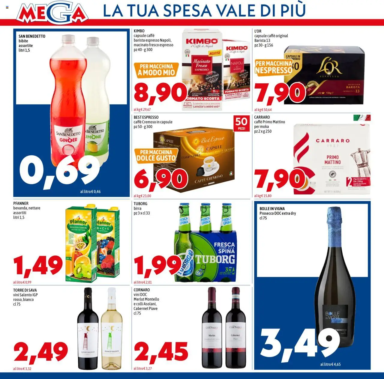 Volantino Mega del 16.10.2025 | Pagina: 10 | Prodotti: Caffè, Birra, Prosecco, Macinato