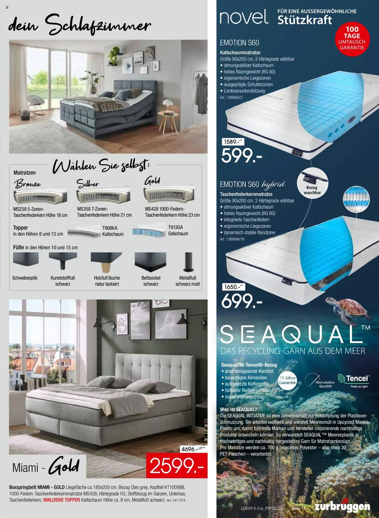 Zurbrüggen Polstermöbel-Spezial – gültig ab 20.09.2025 | Seite: 17 | Produkte: Matratze, Boxspringbett, Topper