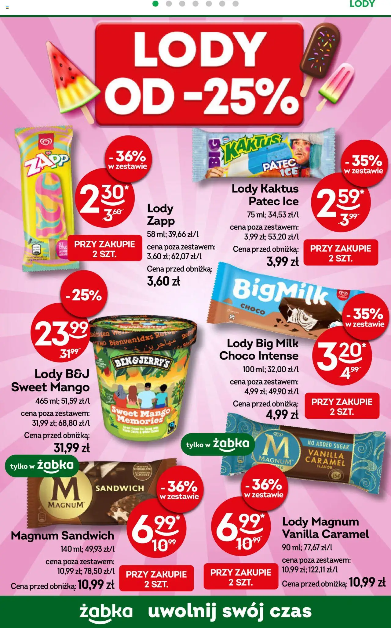 Żabka Gazetka od 24.09.2025 | Strona: 67 | Produkty: Krowka, Lody koral, Lody Magnum, Lody