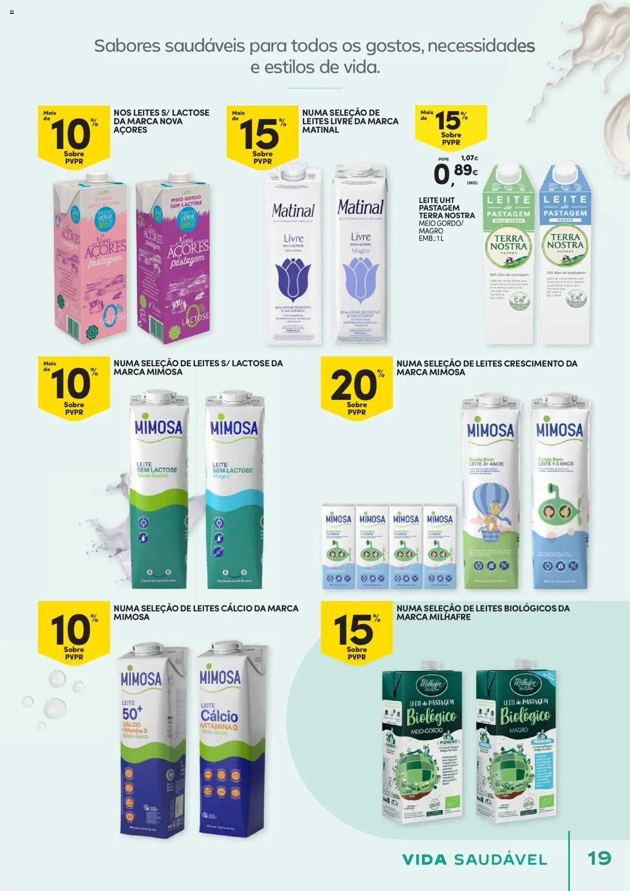 Continente - Vida Saudável: É de quem quer comer bem sem ginástica na carteira │ válido de 21.10.2025 | Página: 19 | Produtos: Cálcio, Leite, Vitamina d