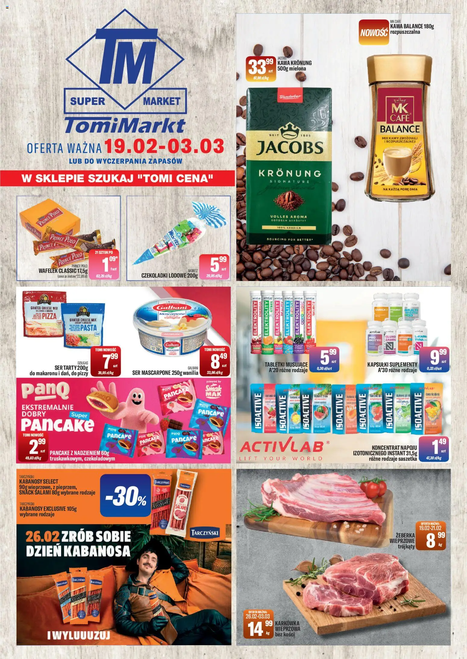 TomiMarkt Gazetka od 19.02.2026 | Strona: 1 | Produkty: Mascarpone, Kawa, Pizza, Ser mascarpone