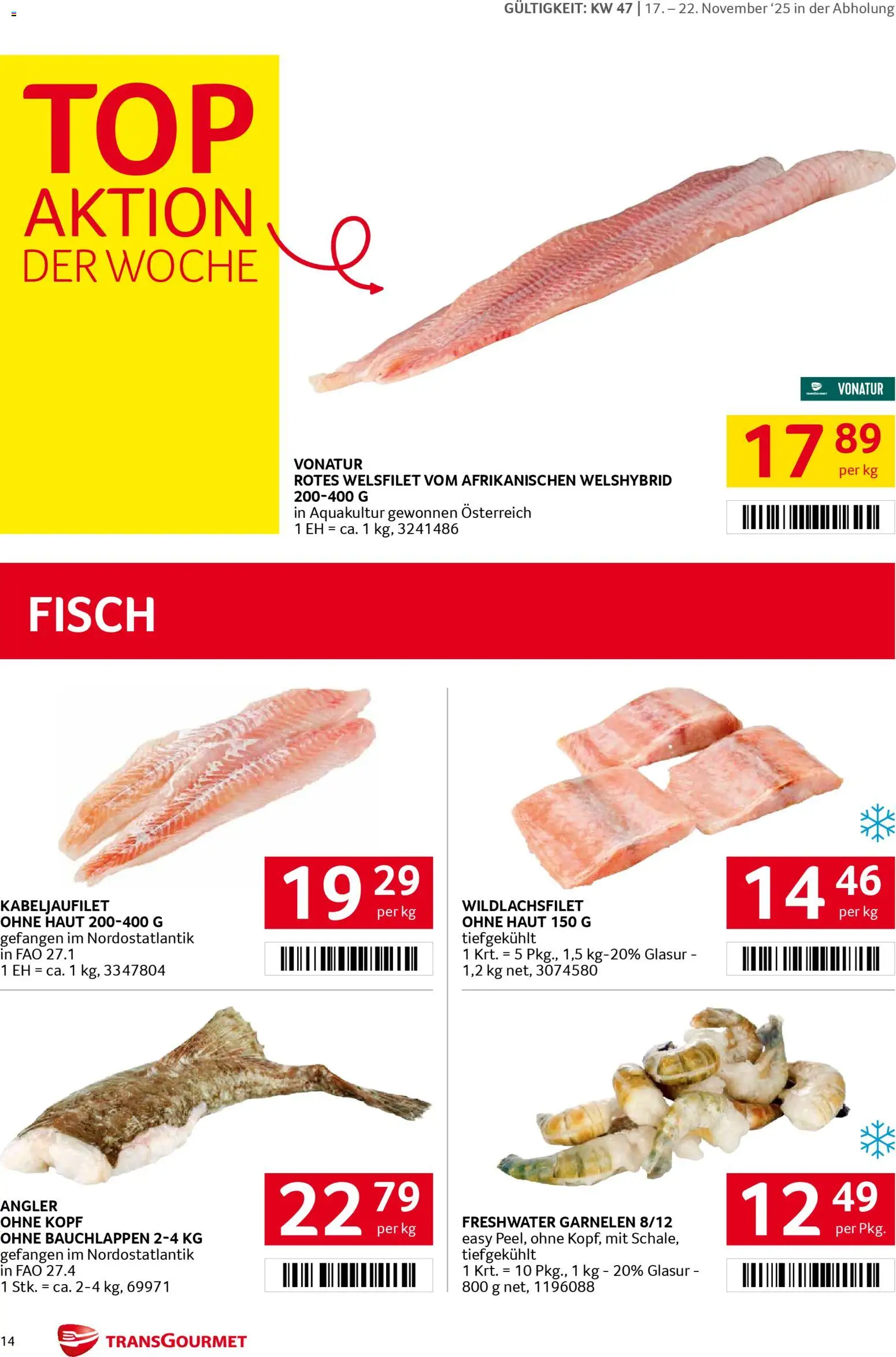 Transgourmet Flugblatt gültig ab 17.11.2025 | Seite: 14 | Produkte: Fisch