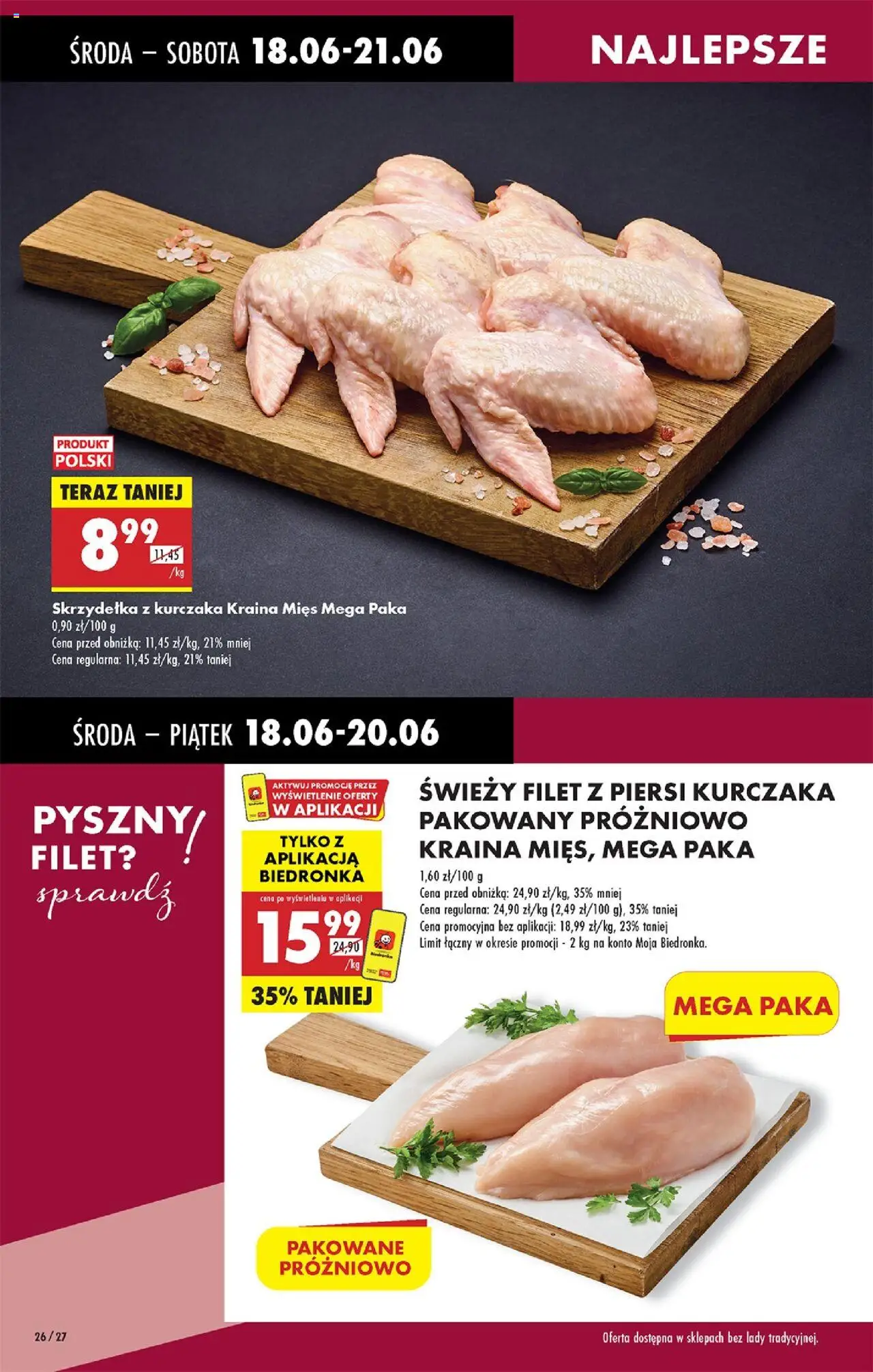 Biedronka gazetka - Oferta W tym tygodniu od 18.06.2025 | Strona: 30 | Produkty: Skrzydełka z kurczaka, Piersi, Kraina mięs, Filet z piersi kurczaka