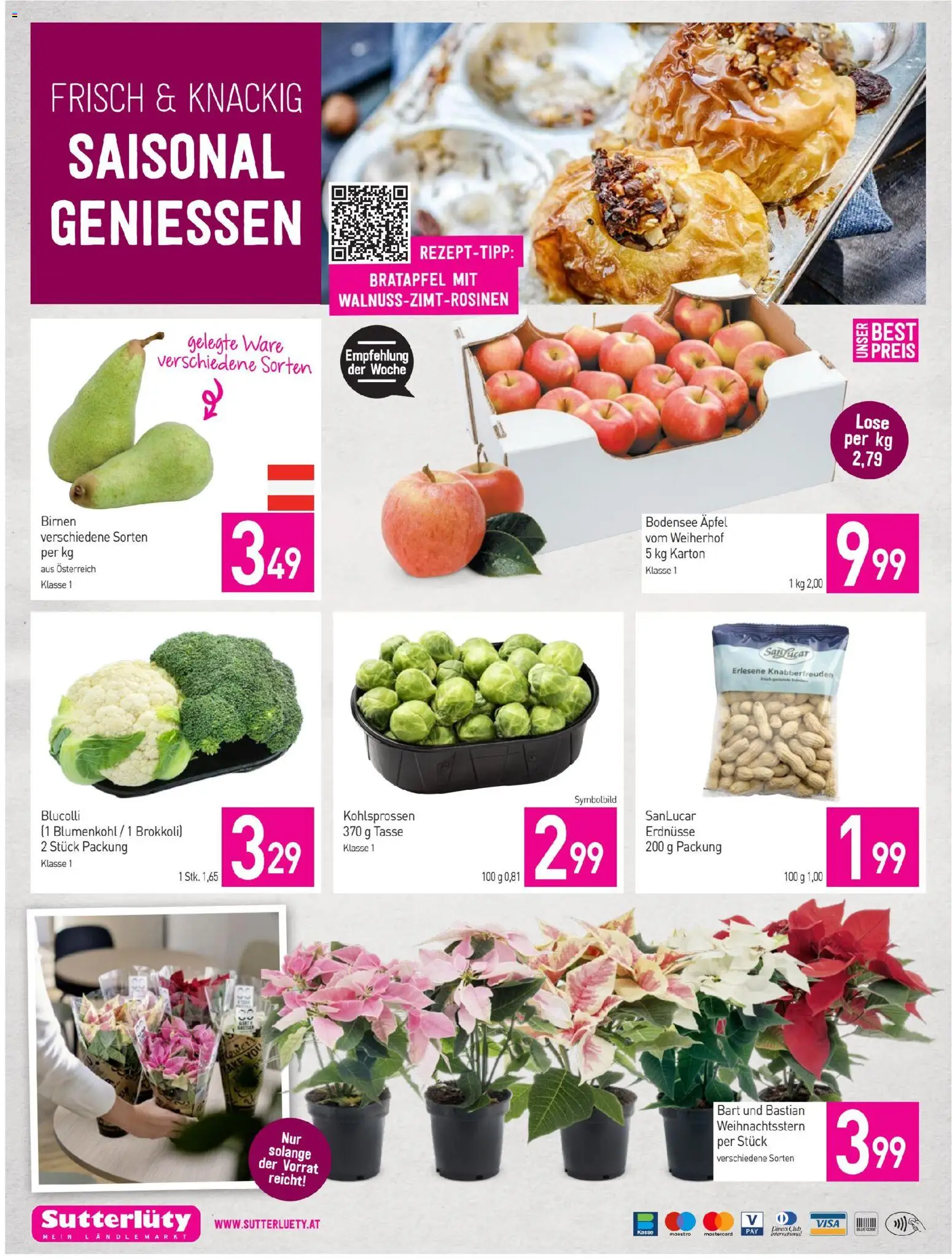 Sutterlüty Flugblatt gültig ab 27.11.2025 | Seite: 24 | Produkte: Blumenkohl, Папионка, Äpfel
