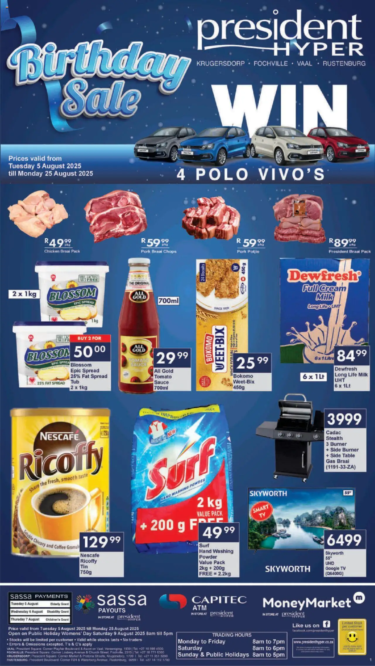 President Hyper - Birthday Sale Specials │ valid from 05.08.2025 | Page: 1 | Products: Side table, Biscuits, Pork, Sauce