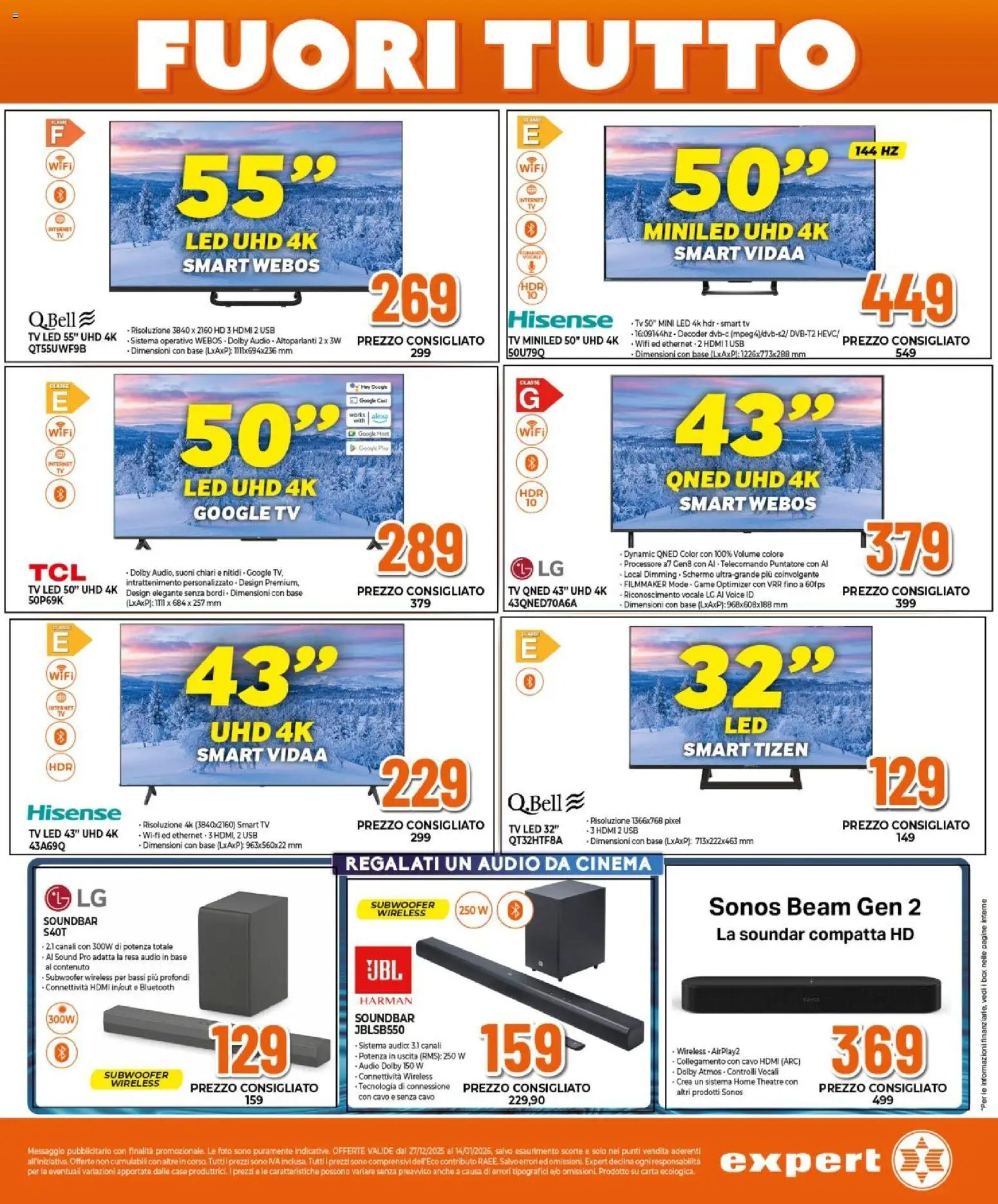 Volantino Expert del 27.12.2025 | Pagina: 14 | Prodotti: smart TV, Soundbar, Decoder, Audio