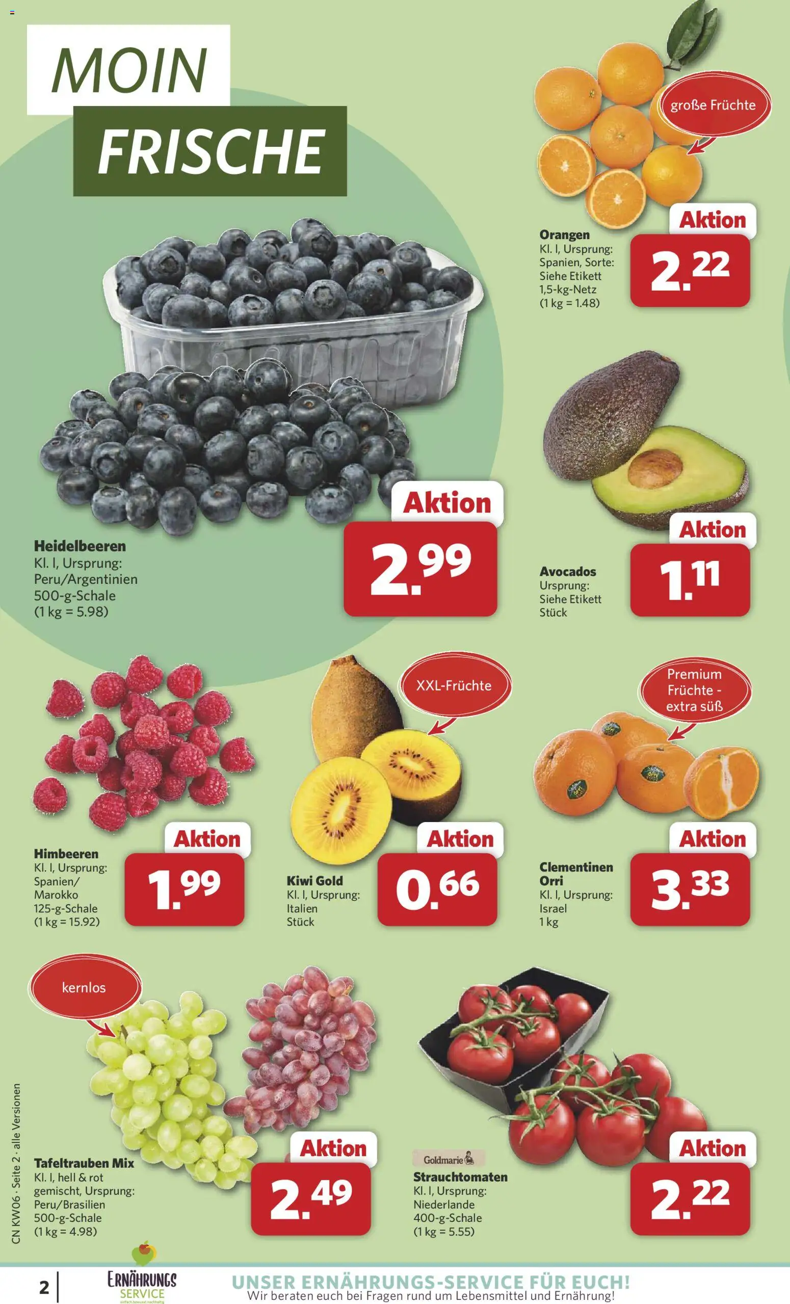 Combi Prospekt 	 – gültig ab 02.02.2026 | Seite: 2 | Produkte: Himbeeren, Orangen, Heidelbeeren, Kiwi