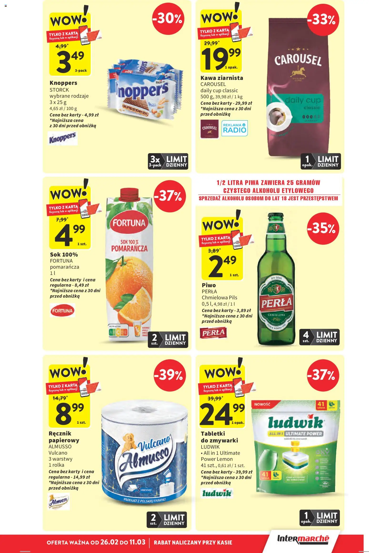 Intermarche Gazetka od 26.02.2026 | Strona: 9 | Produkty: Kawa ziarnista, Kawa, Sok, Piwo