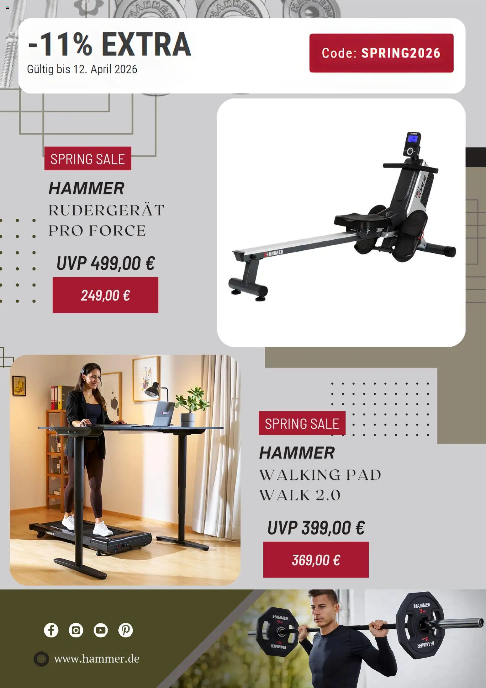 Hammer Prospekt 	 – gültig ab 03.04.2026 | Seite: 2 | Produkte: Walking, Rudergerät