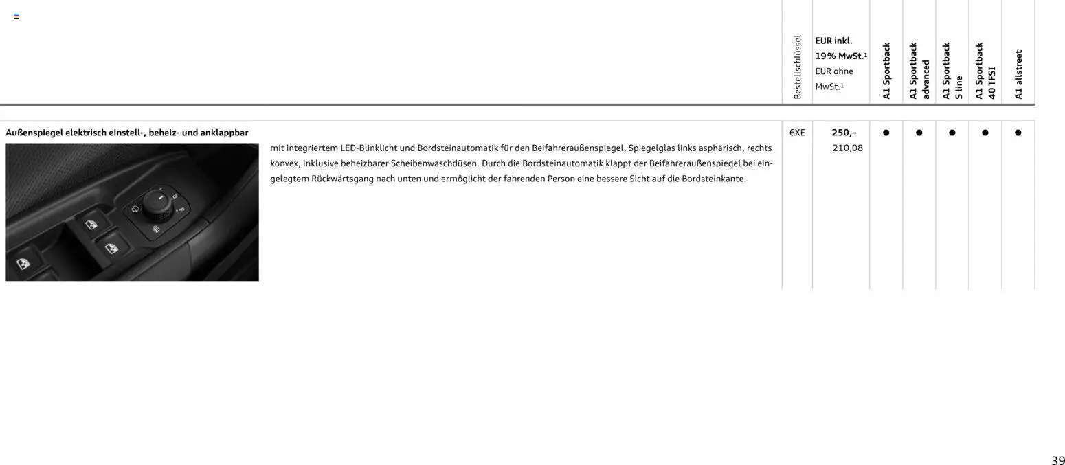 Audi A1 Sportback / A1 allstreet – gültig ab 28.10.2025 | Seite: 39