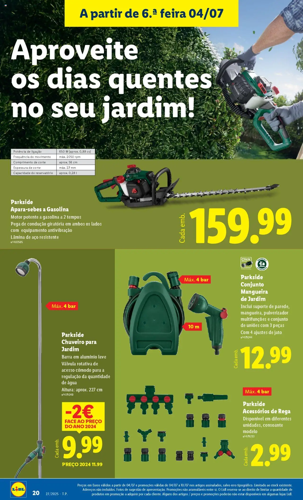 Lidl Novidades │ válido de 30.06.2025 | Página: 20 | Produtos: Agua, Mangueira, Chuveiro