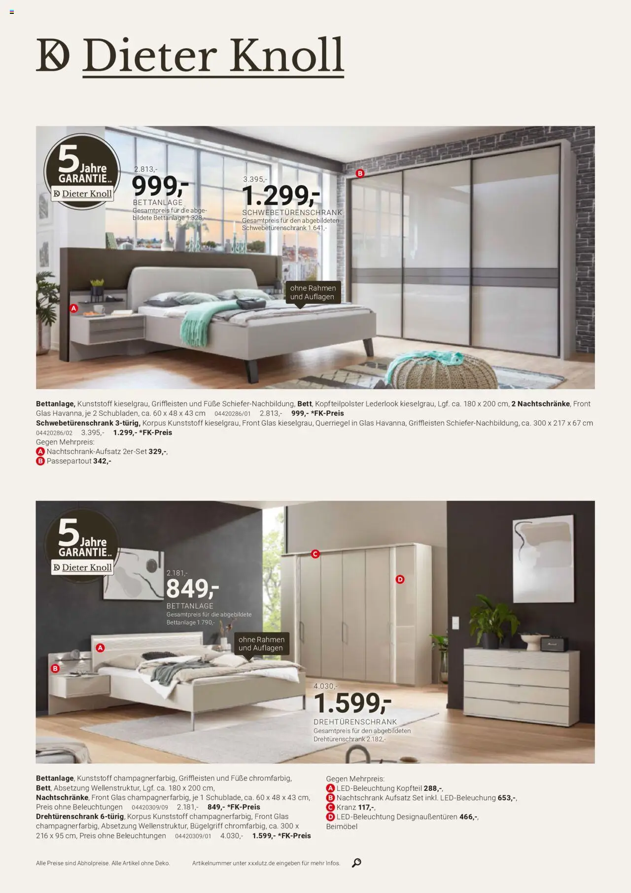 XXXL Lutz Dieter Knoll Spezial - gültig ab dem 04.08.2025 | Seite: 20 | Produkte: Schwebetürenschrank, Drehtürenschrank