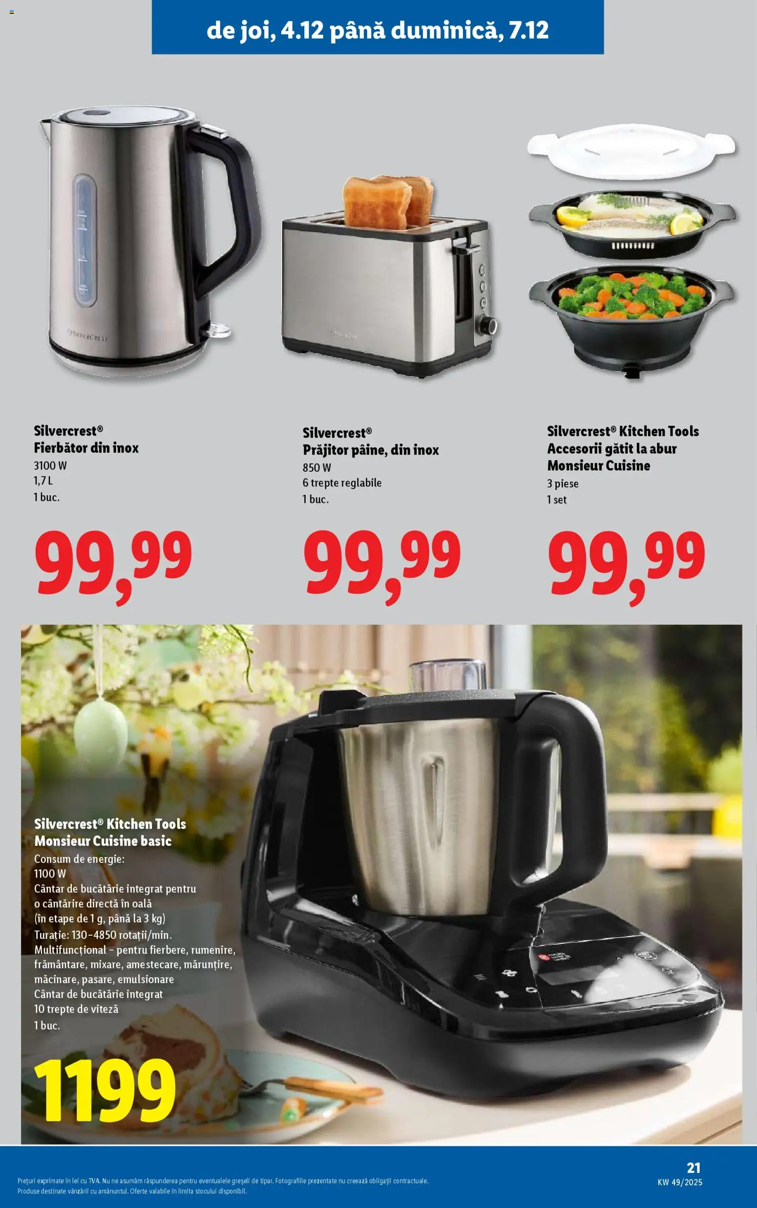 Noul catalog Lidl – valabil de la 01.12.2025 | Pagină: 21 | Produse: Oală, Toaster, Cântar, Bucătărie