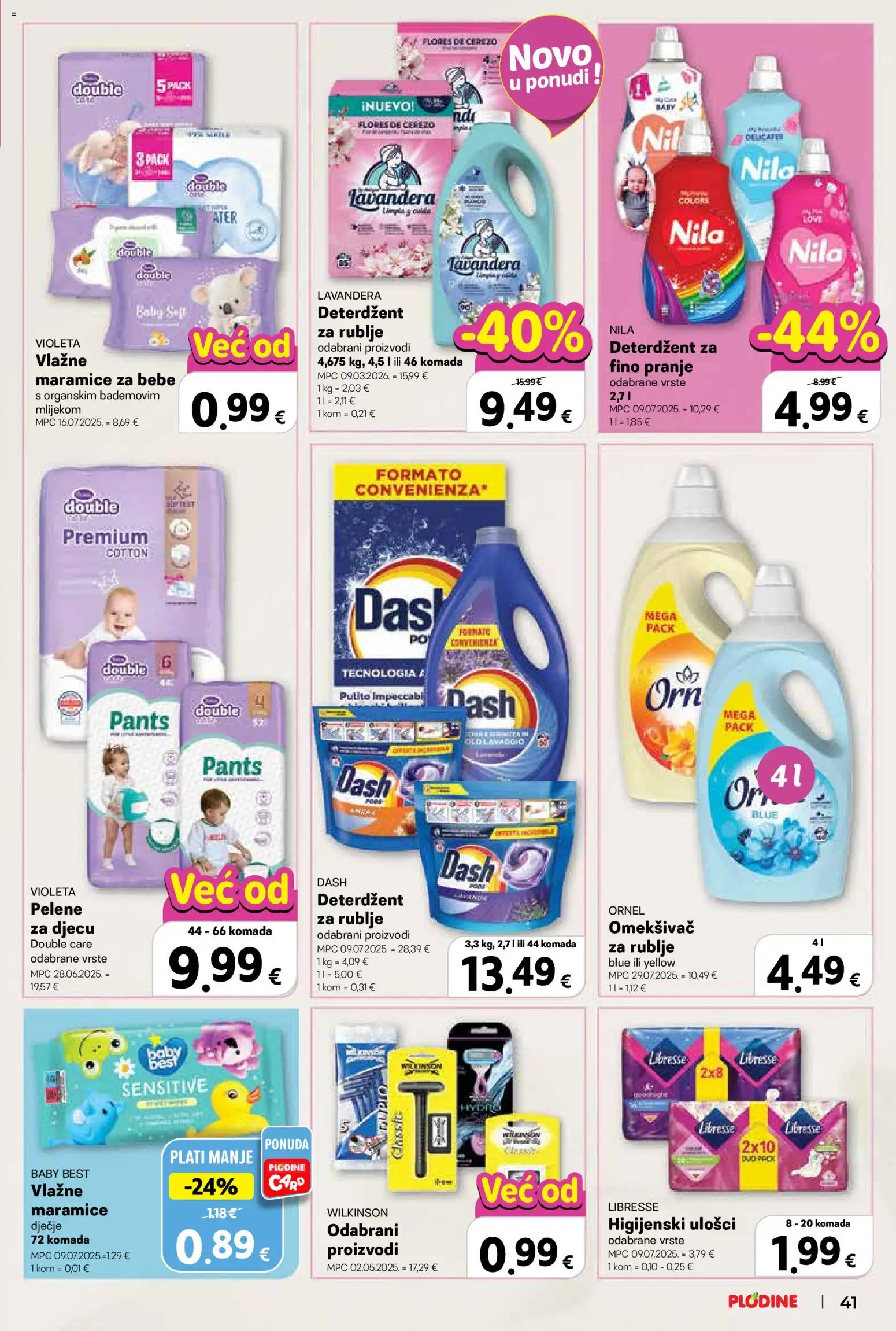 Plodine katalog | vrijedi od 25.03.2026 | Stranica: 41 | Proizvodi: Pelene, Nila, Violeta, Libresse
