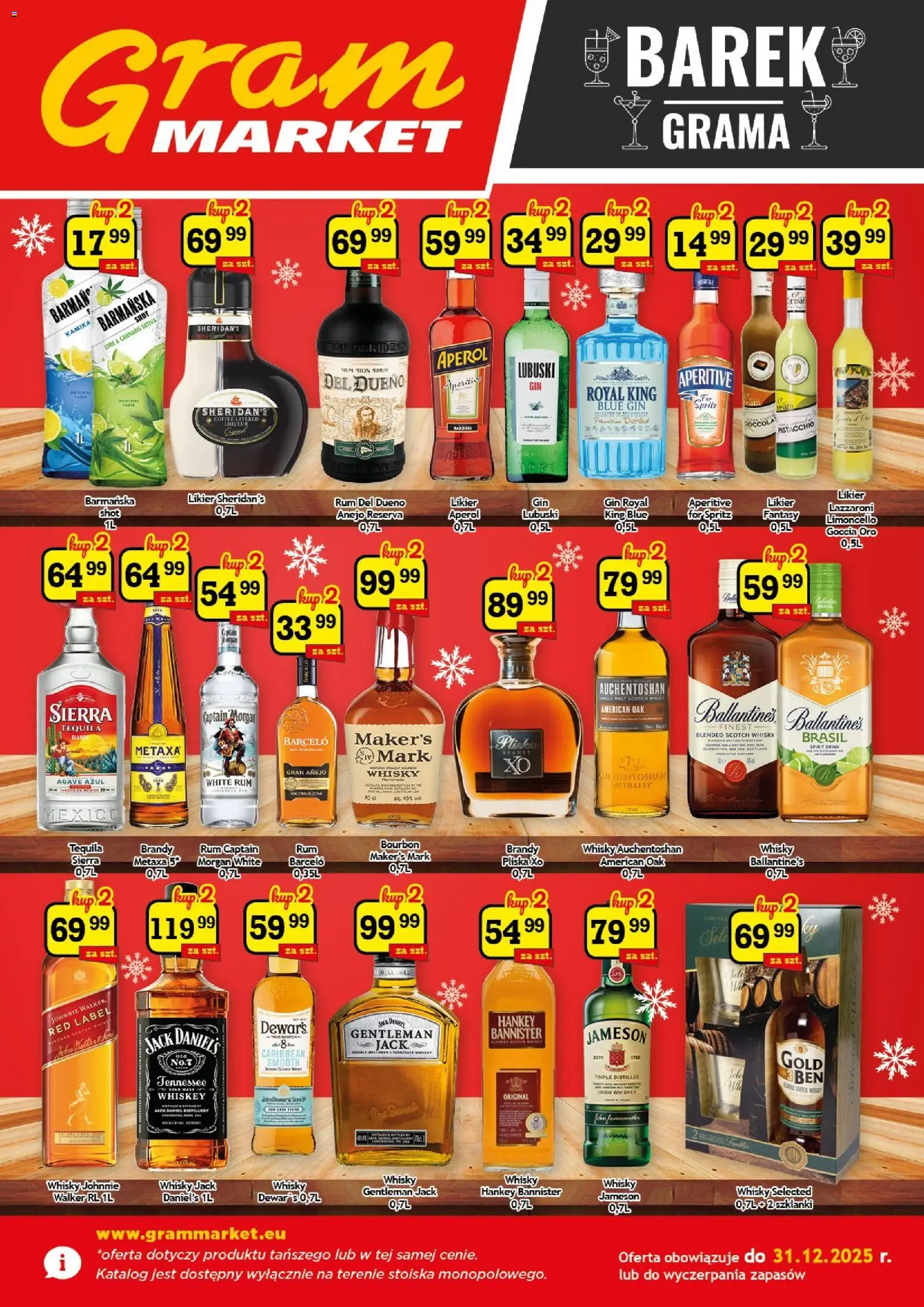 Gram Market Gazetka - Barek od 02.12.2025 | Strona: 1 | Produkty: Gentleman Jack, Likier Sheridan's, Jack Daniel's, Captain Morgan