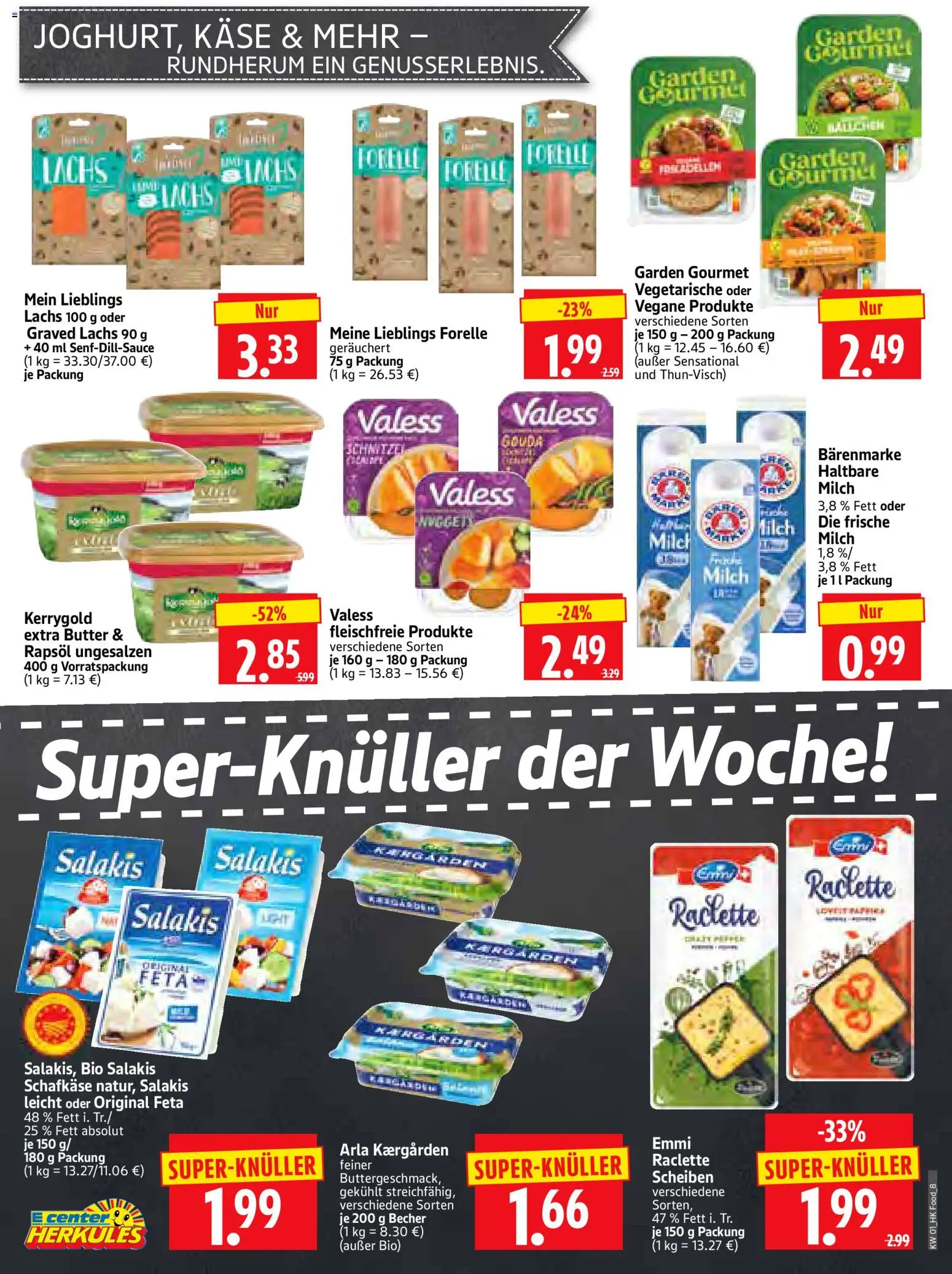 HERKULES Prospekt 	 – gültig ab 29.12.2025 | Seite: 8 | Produkte: Feta, Butter, Haltbare milch, Lachs