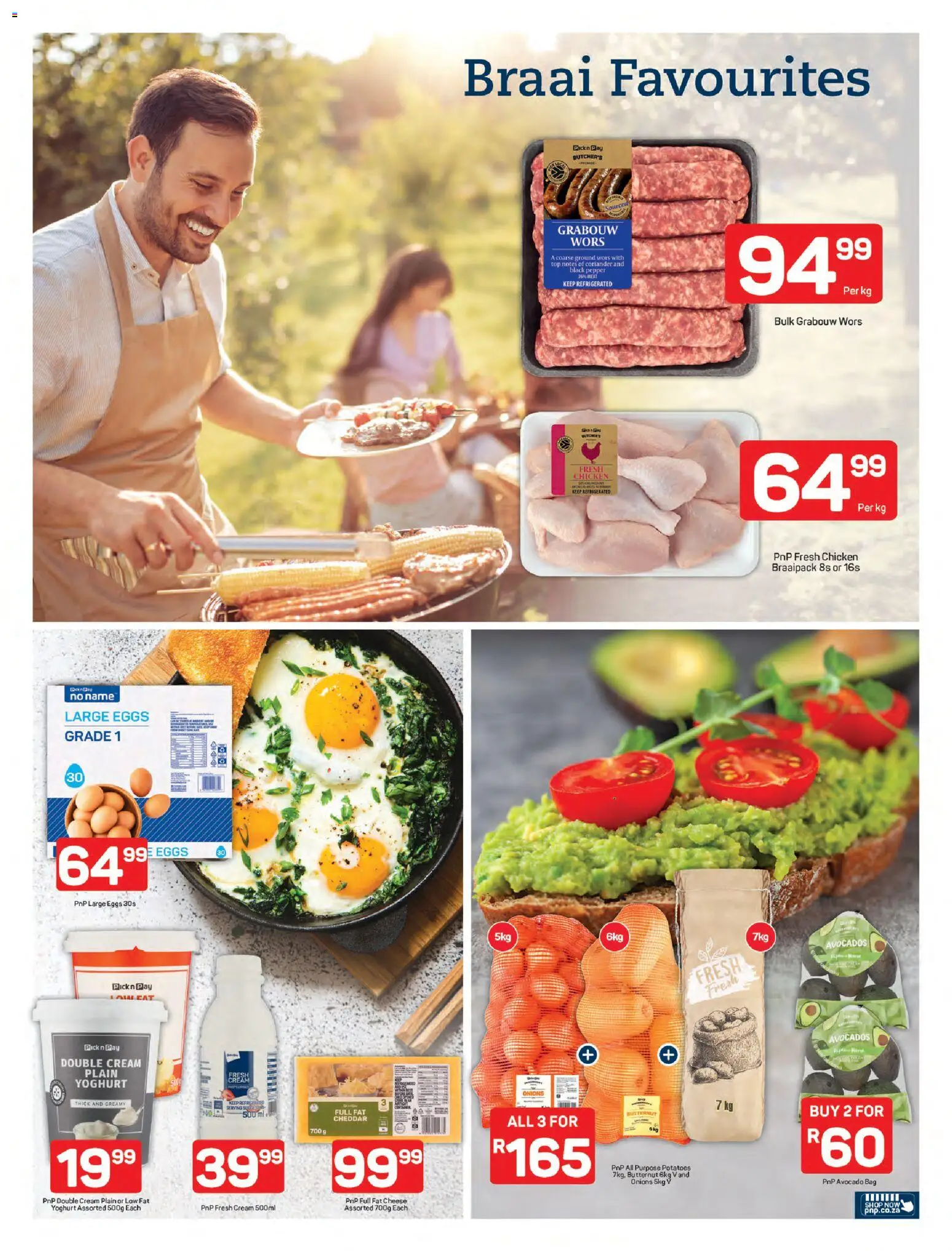 New Pick n Pay catalogue – valid from 02.03.2026 | Page: 2 | Products: Yoghurt, Chicken, Cream, Onions