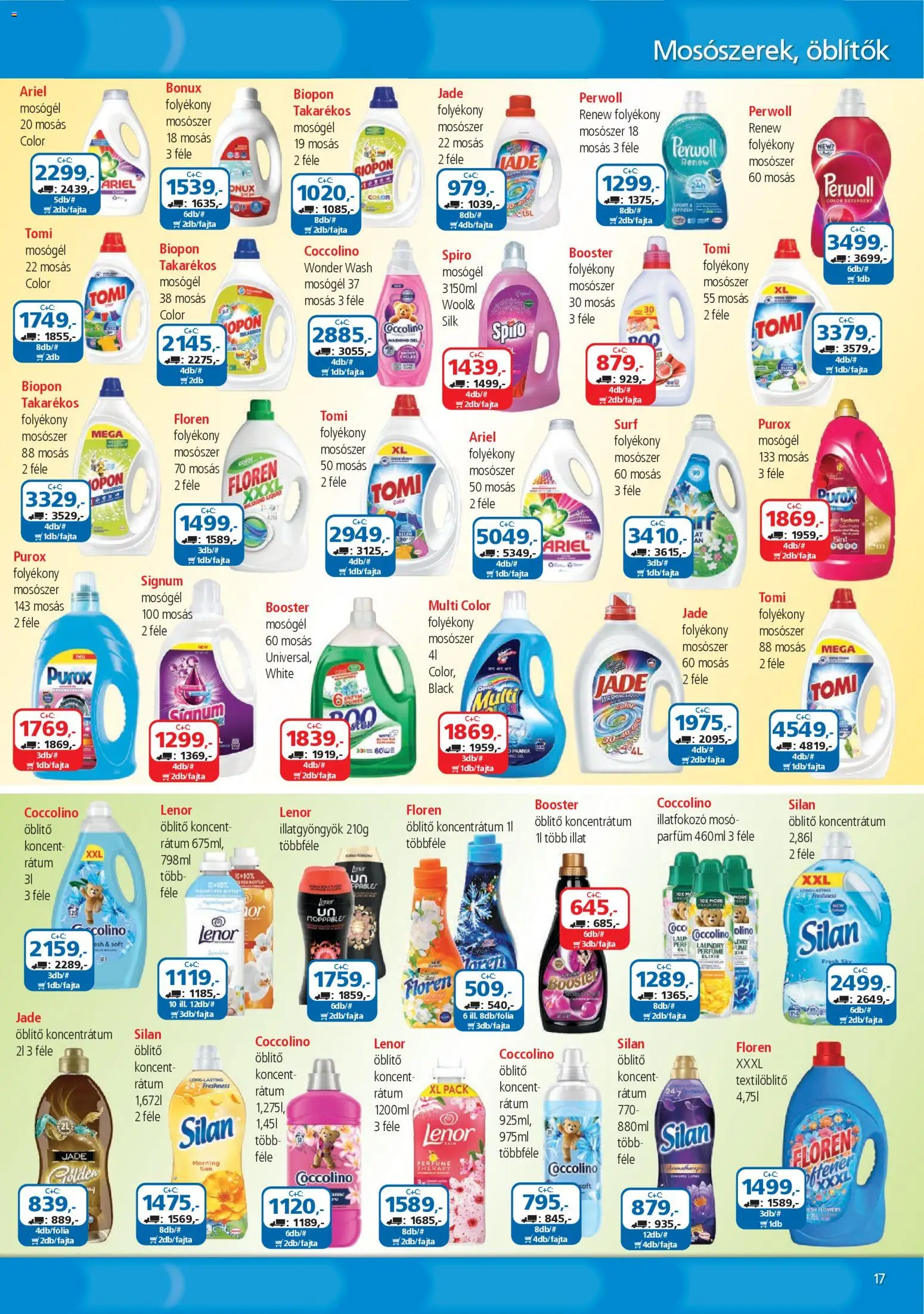 ÁRKLUB akciós ujság - amely érvényes a következő dátumtól: 01.04.2026 | Oldal: 17 | Termékek: Coccolino, Öblítő, Folyékony mosószer, Parfüm